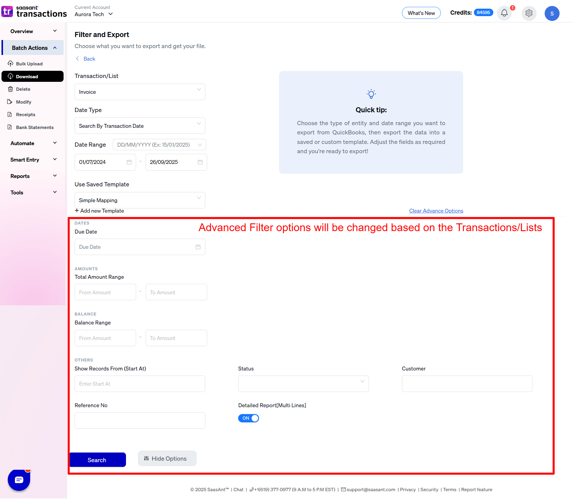 Advance Filter Export Invoices - SaasAnt Transactions Online.png
