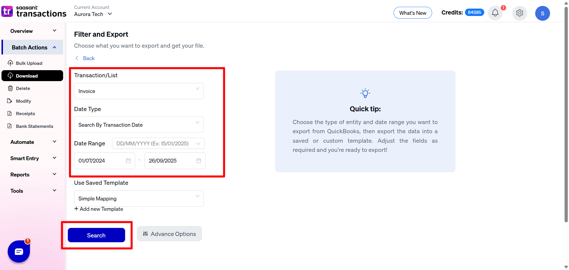 Filter and Export Invoice - SaasAnt Transactions.png