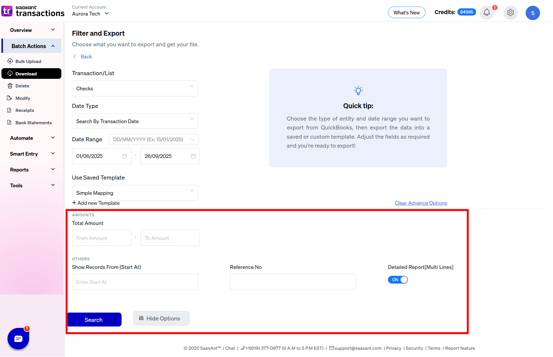 Advance Filter Checks Options - SaaasAnt Transactions Online.png