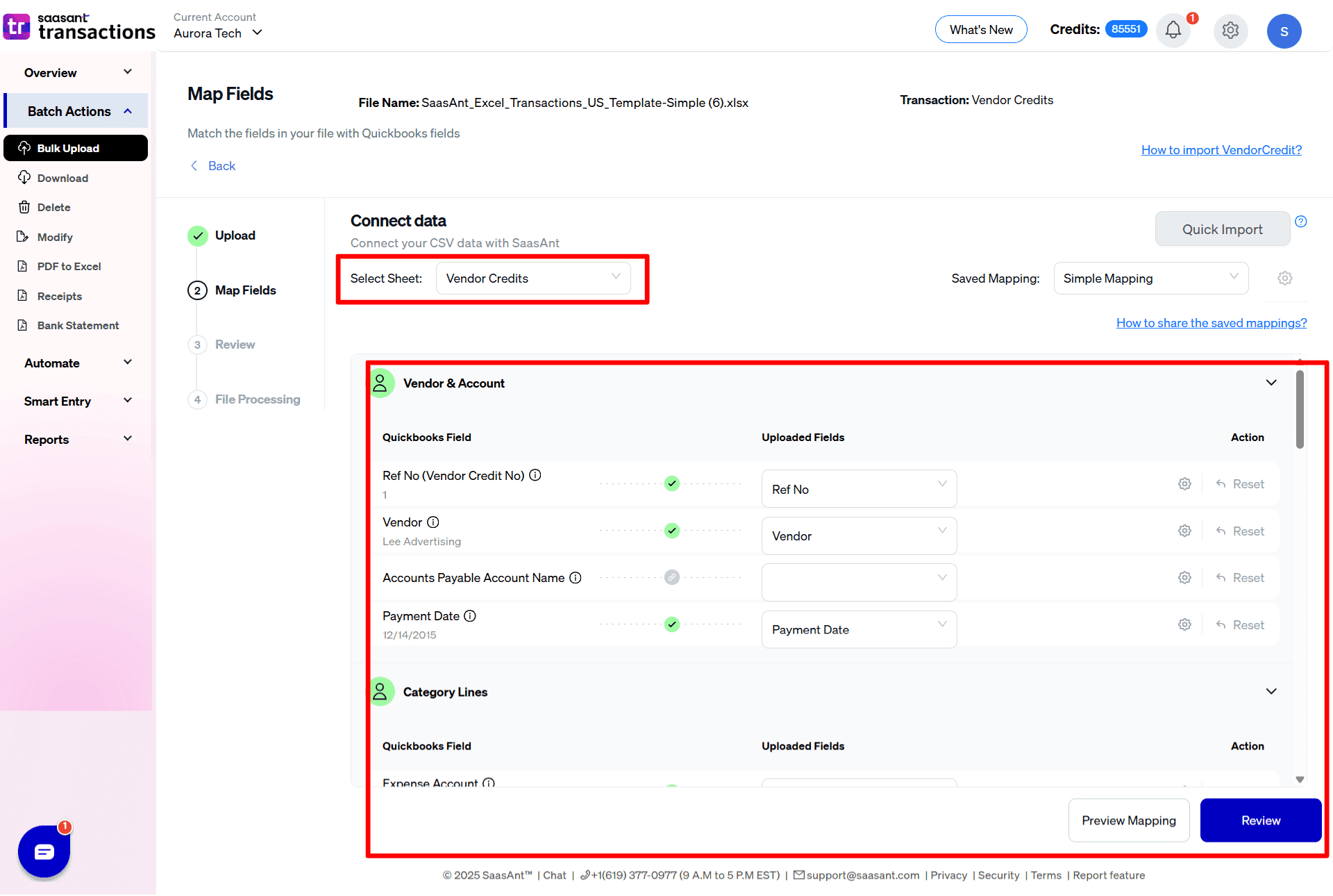 Mapping Vendor Credit Fileds - SaasAnt Transactions Online.png