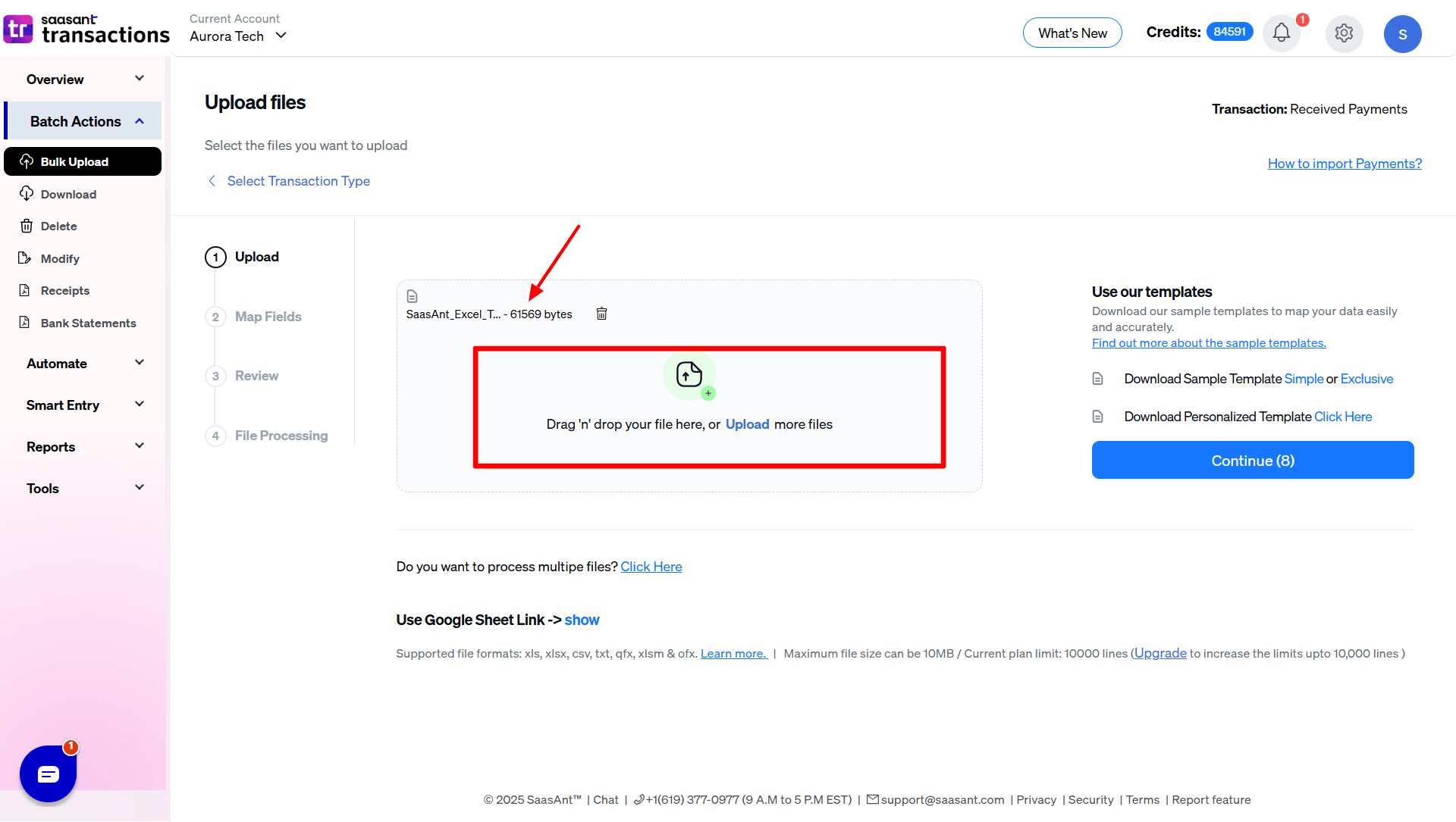 Select Received Payment File - SaasAnt Transactions Online.png