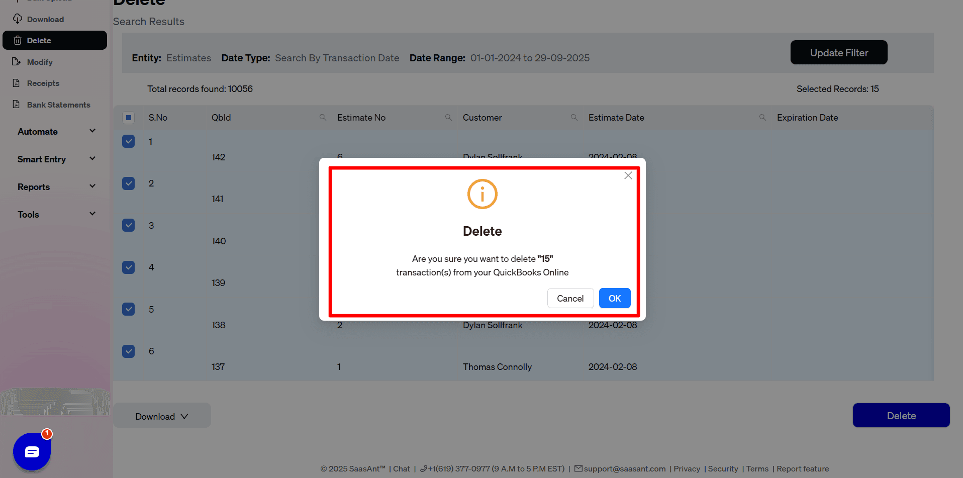 Confirm Estimates Delete- SaasAnt Transactions Online.png