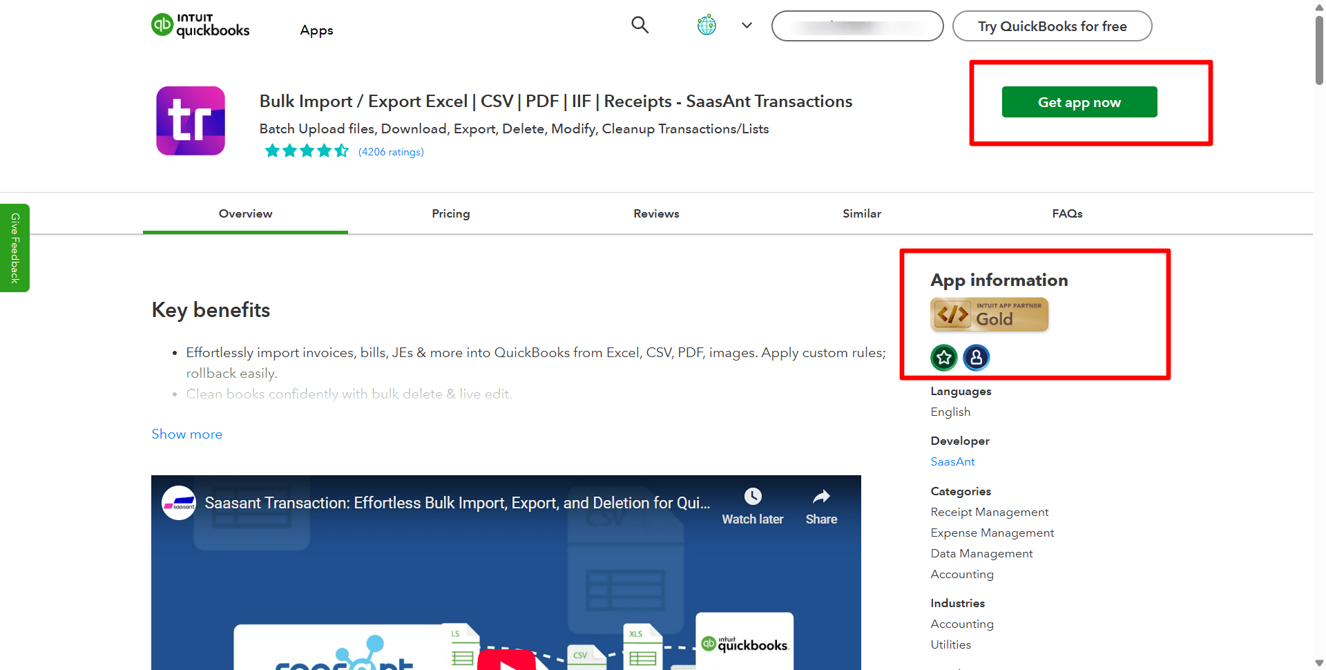QuickBooks App store - SaasAnt Transactions Online.png