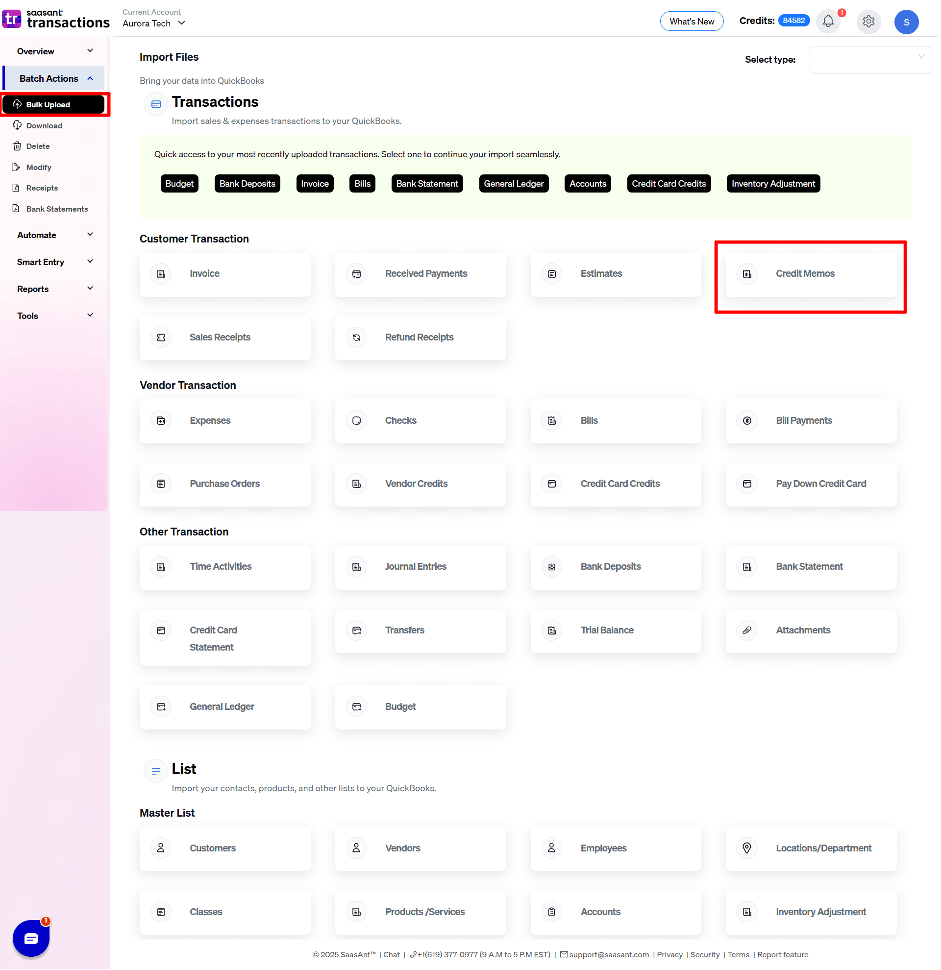 Bulk Upload Credit Memos - SaasAnt Transactions Online.png