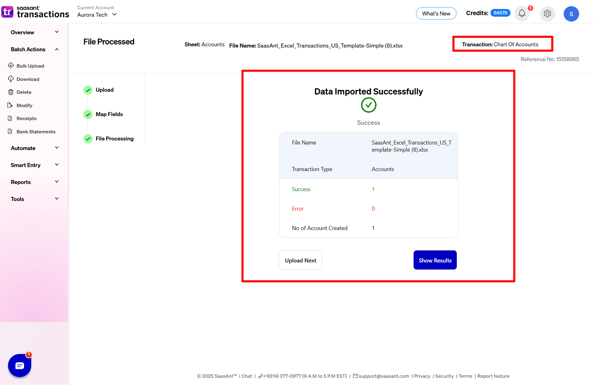 Import Success Chart of Accounts - SaasAnt Transactions Online.png
