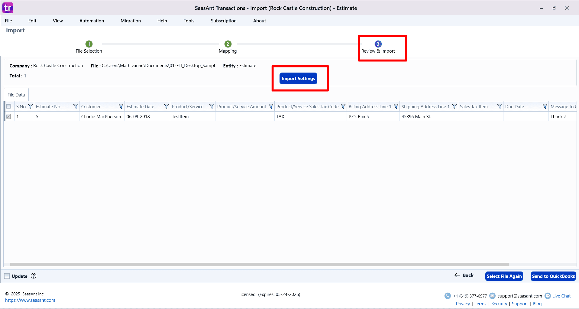 Review and Import Estimates - SaasAnt Transactions Desktop.png