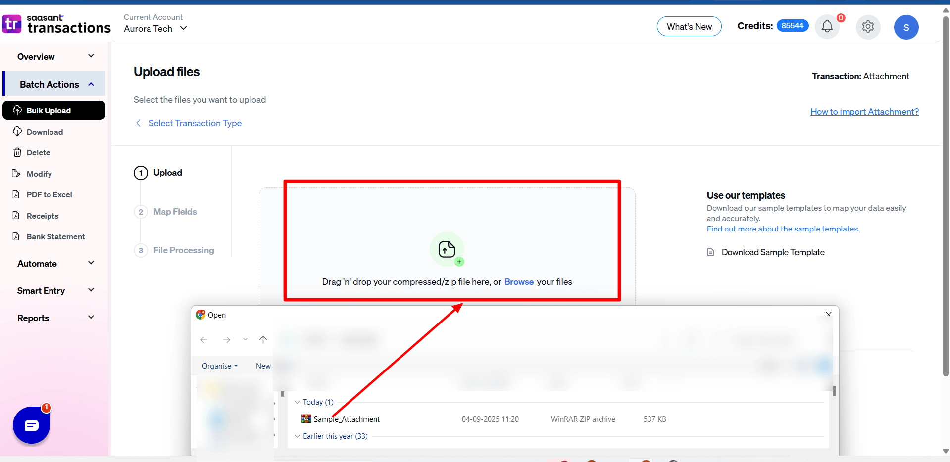 Browse Zip Attachement File - SaasAnt Transactions Online.png