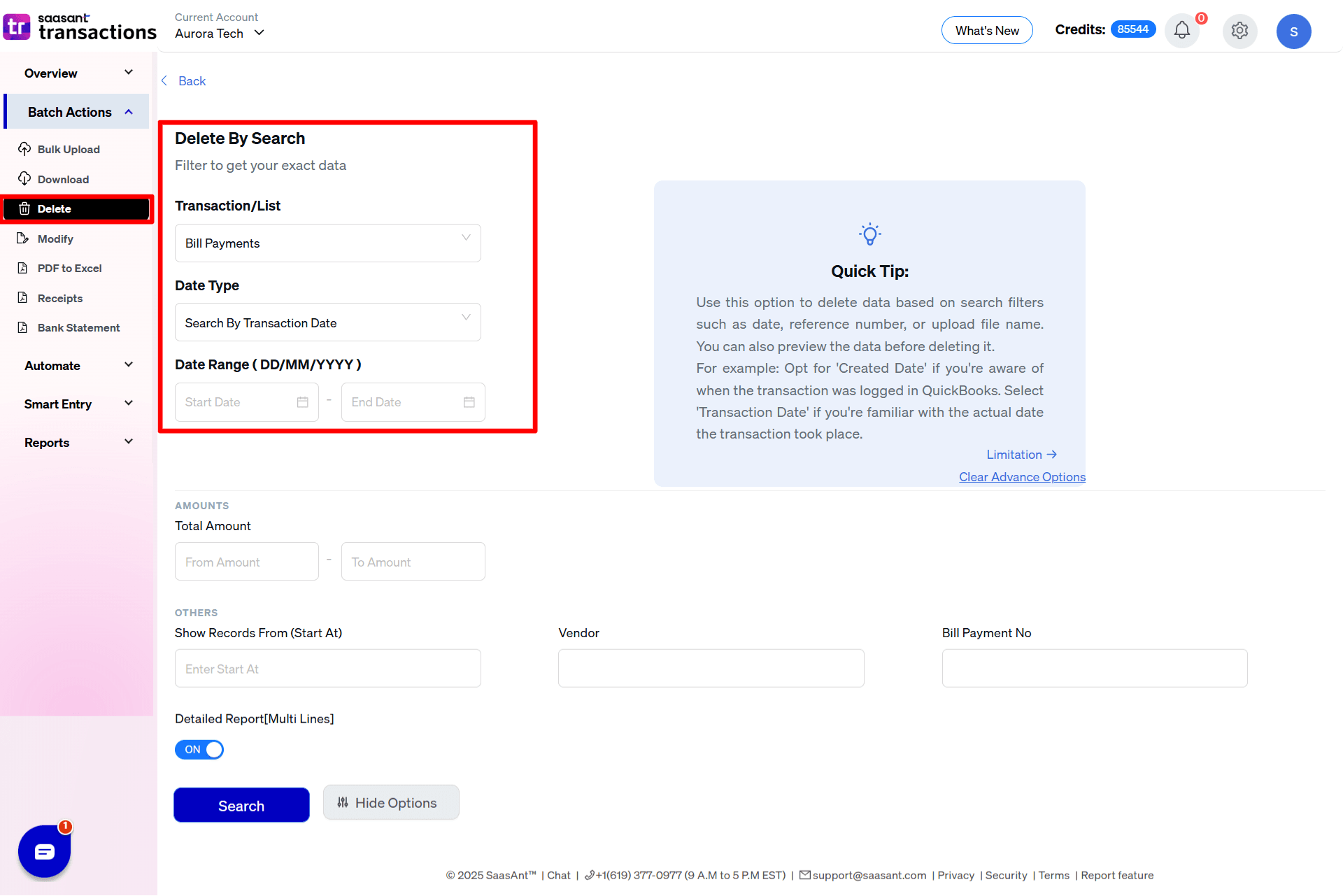 Delete Options - SaasAnt Transactions Online.png
