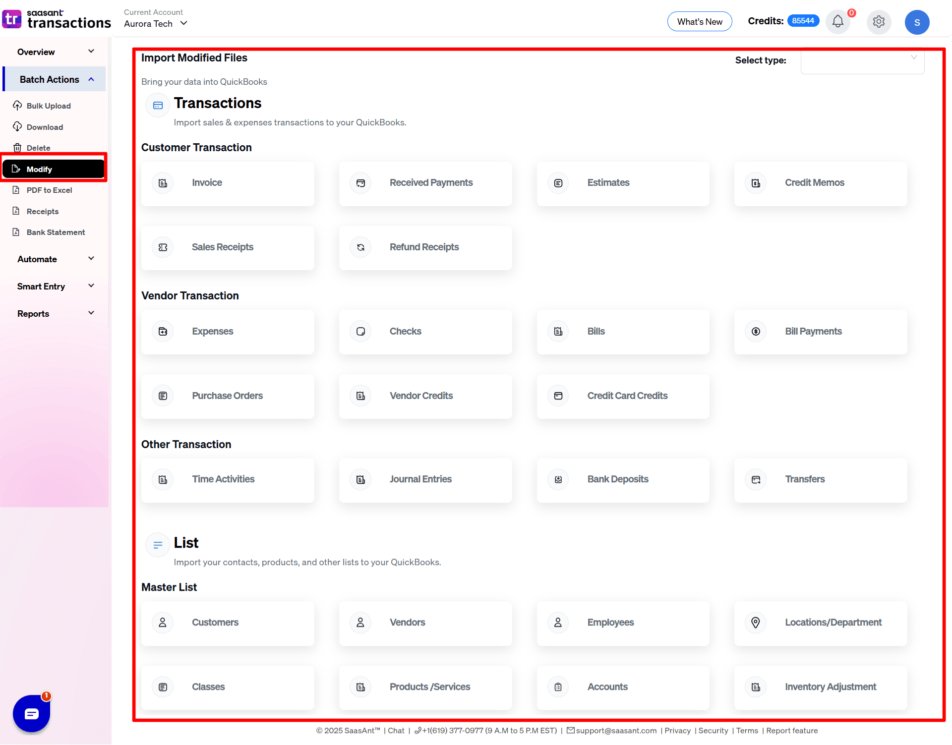 Modify Options - SaasAnt Transactions Online.png