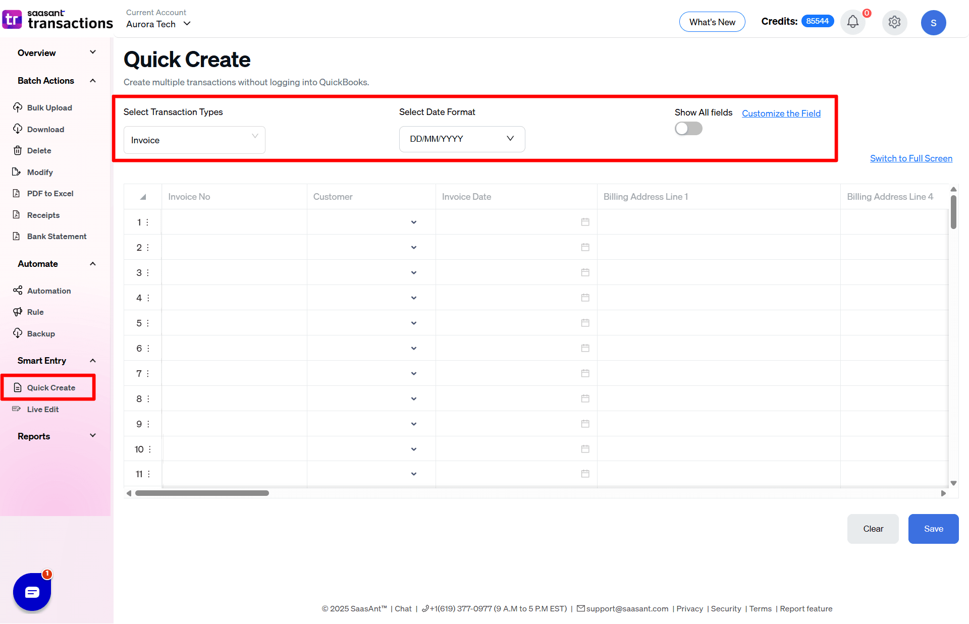QuickCreate new UI - SaasAnt Transactions Online.png