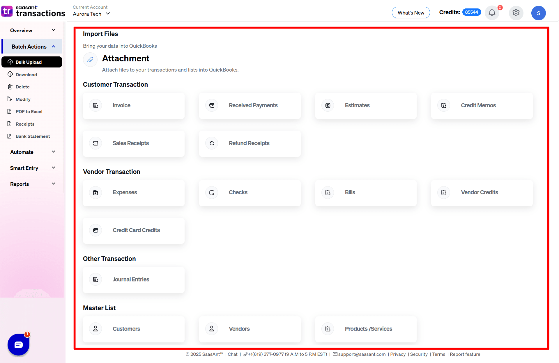 Select Transaction list type attachements - SaasAnt Transactions Online.png