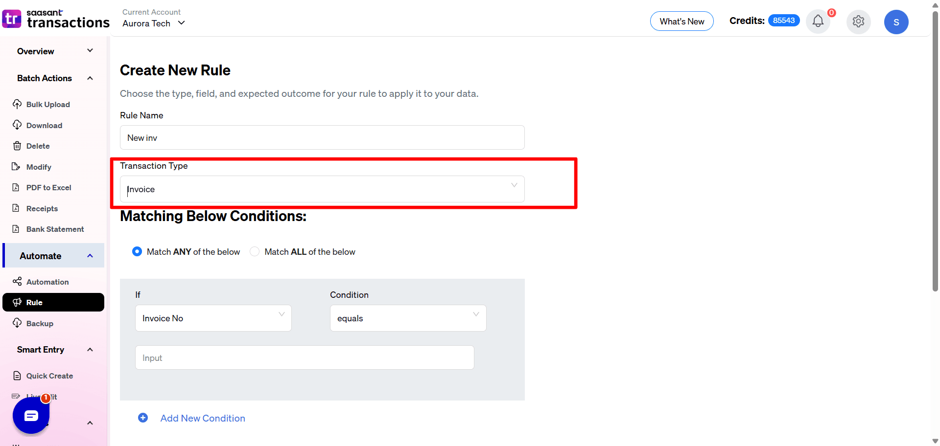 Select Transactions Type - SaasAnt Transactions Online.png