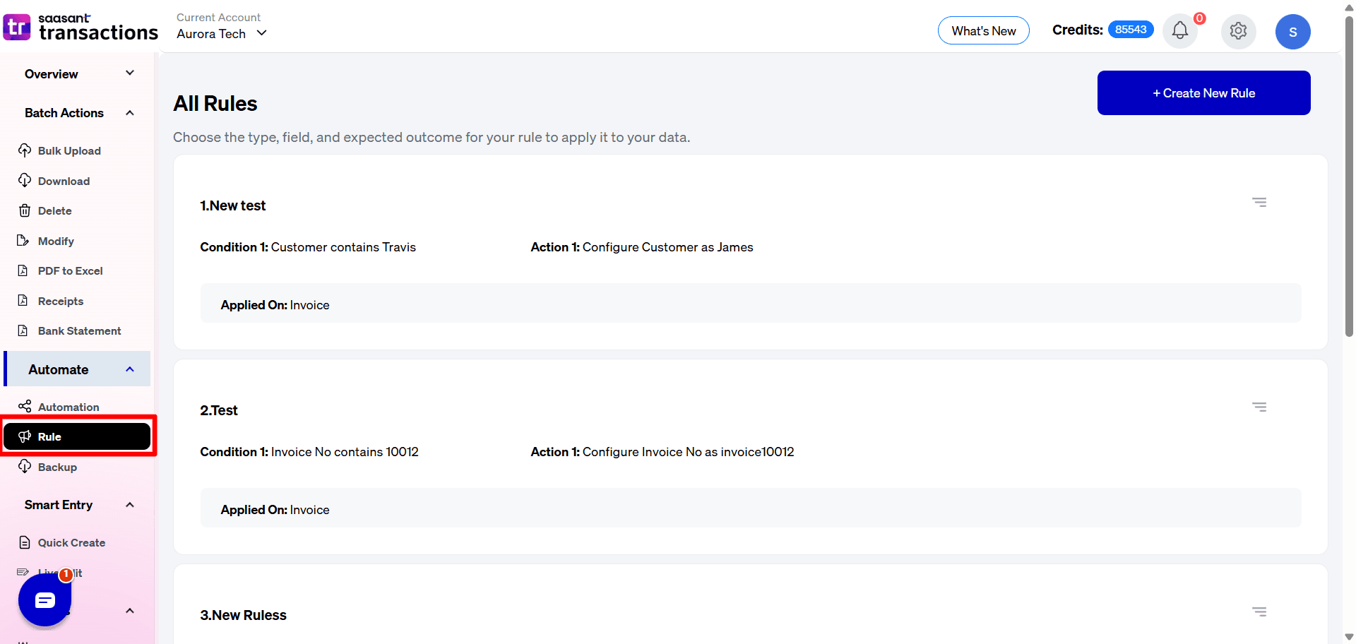 Select the Rule - SaasAnt Transactions Online.png
