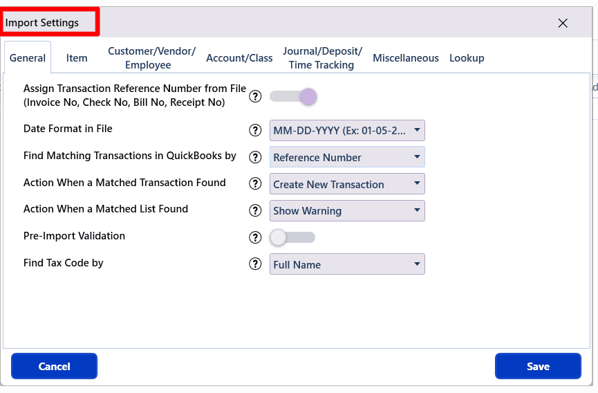Import Settings Sales Receipts - SaasAnt Transactions Desktop.png