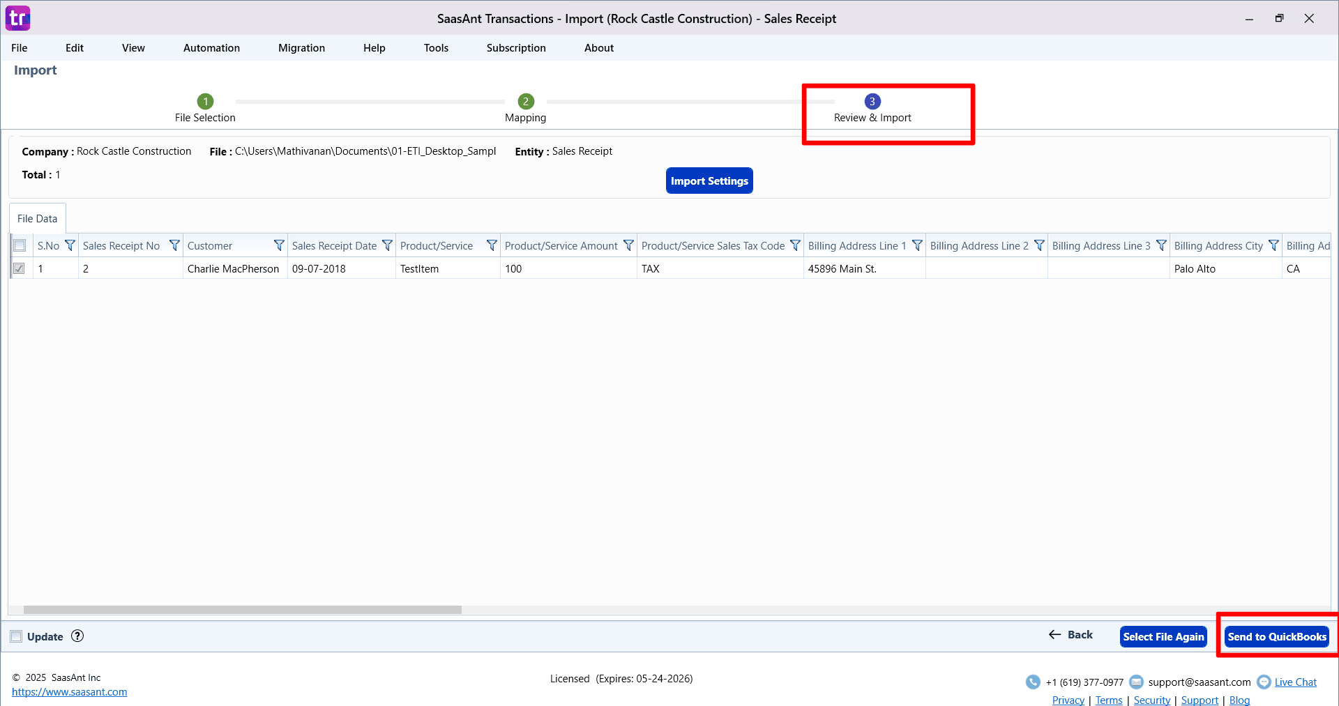 Send to QuickBooks Sales Receipt - SaasAnt Transactions Desktop.png