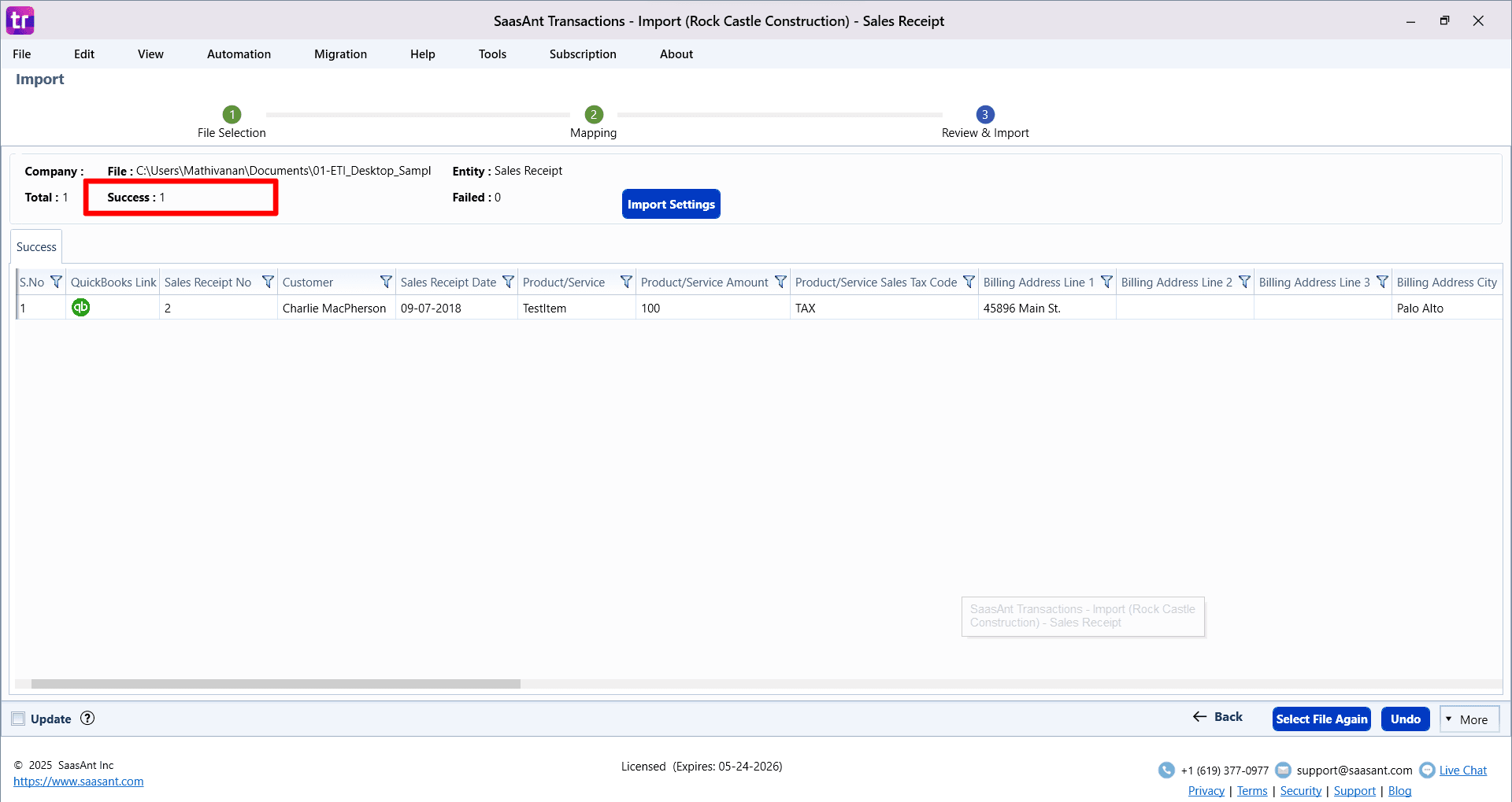 Success Import SaasAnt Transactions Desktop - Sales Recipts.png