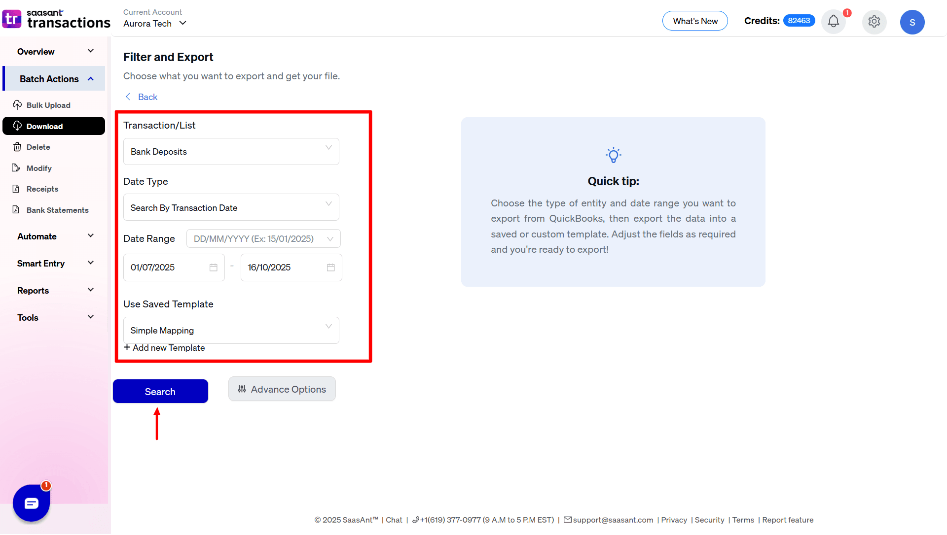 Eport Deposits - SaasAnt Transactions Online.png