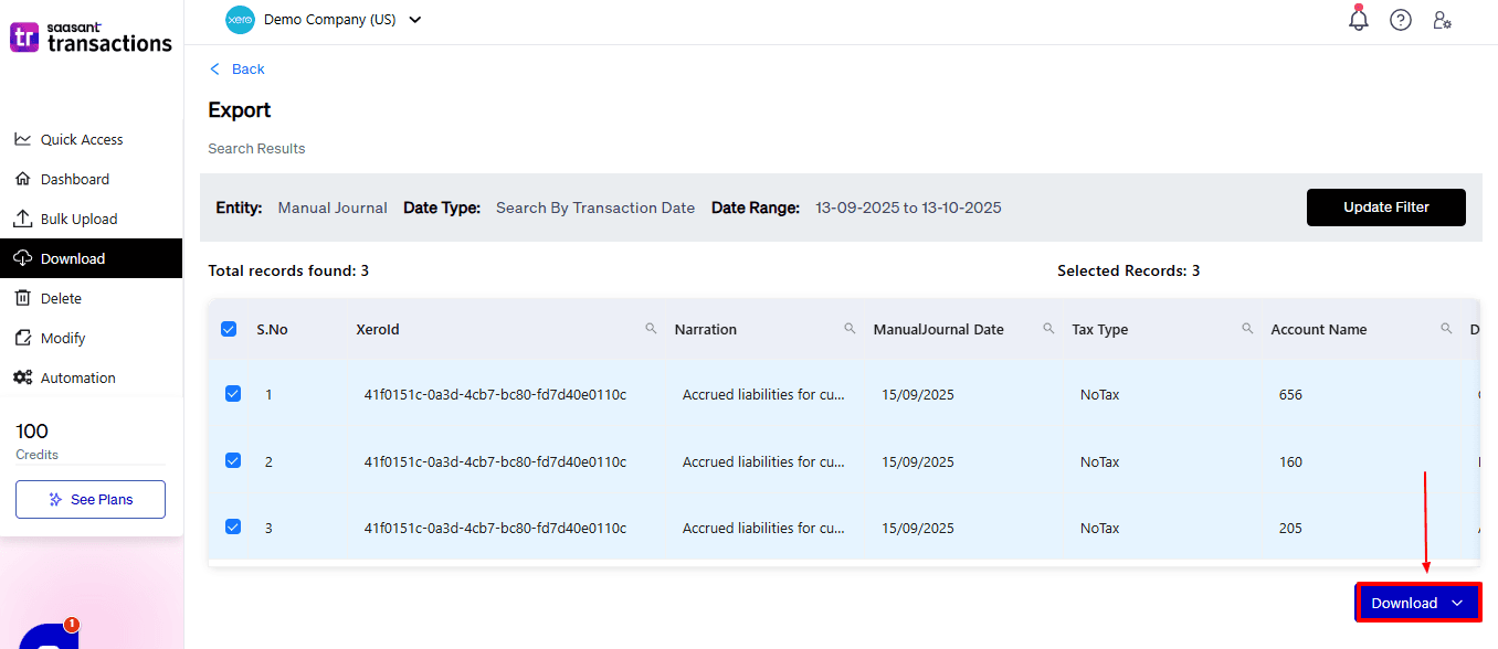 How to Export Journal Entry in Xero