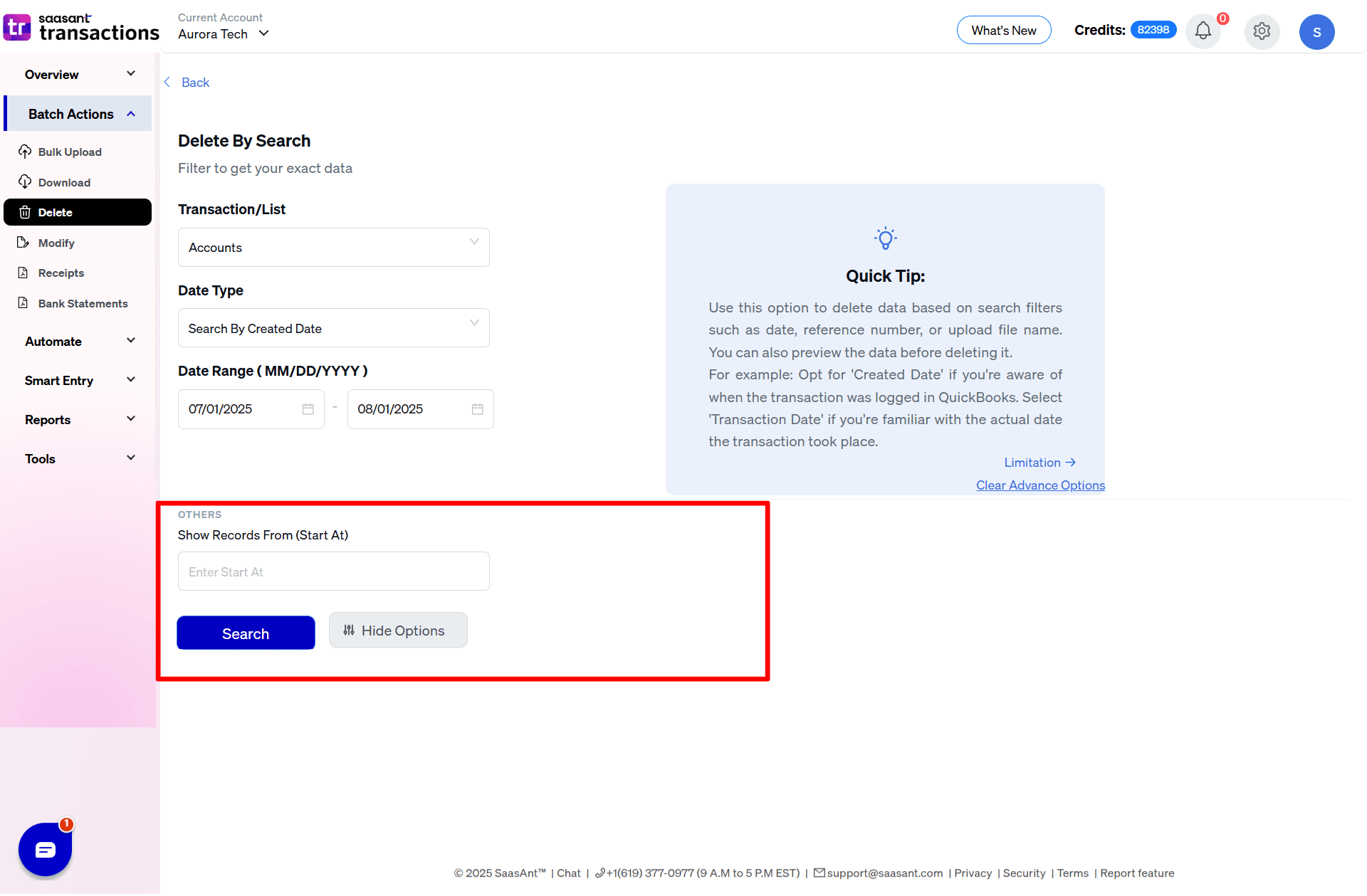 Advance Filter Chart of Accounts Delete - SaasAnt Transactions.png