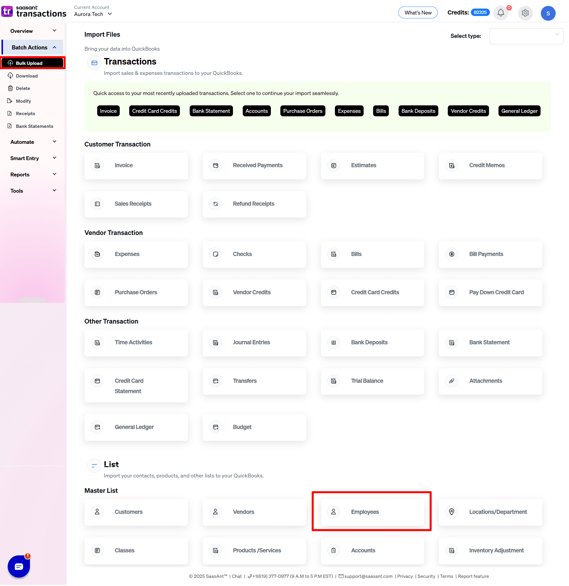 Select bulk upload Employee SaasAnt Transactions Online.png