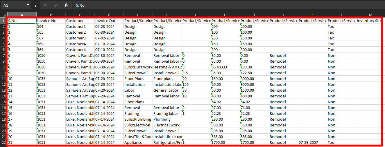 Invoice-export-in-excel- SaasAnt Transactions Desktop.png