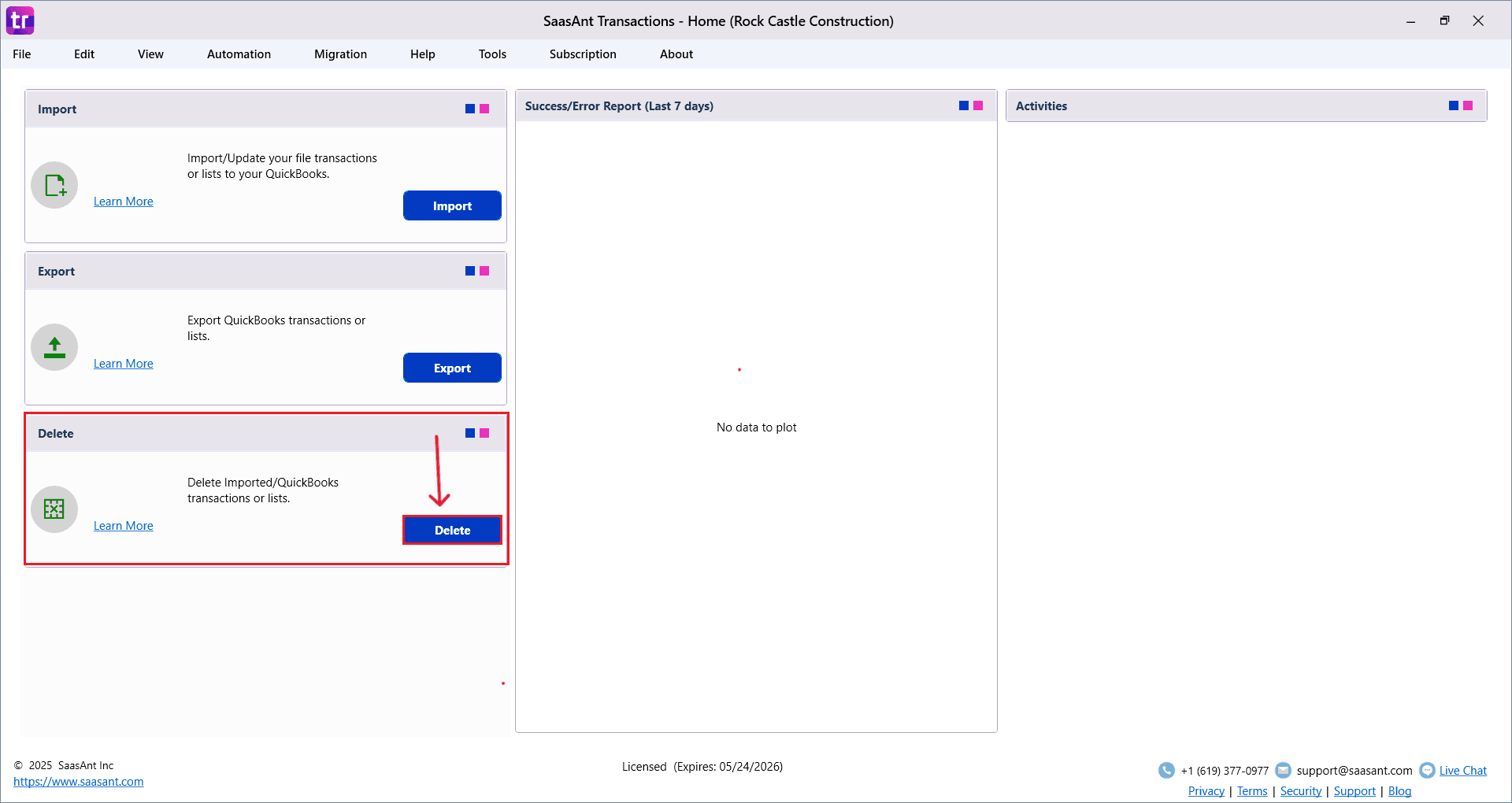 select delete in SaasAnt Transactions Desktop.png