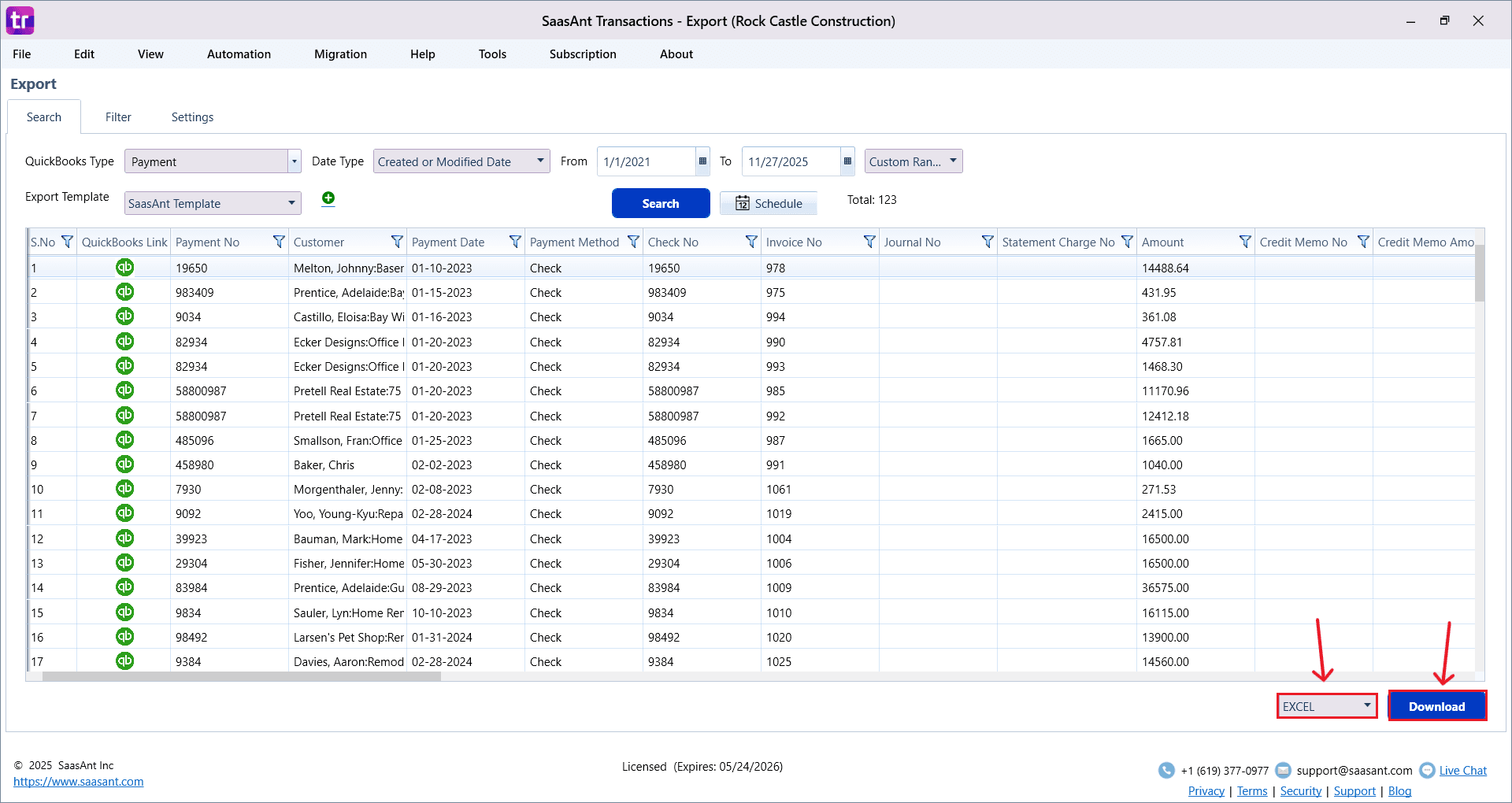 Download Received Payments Excel or Csv - QuickBooks Desktop.png