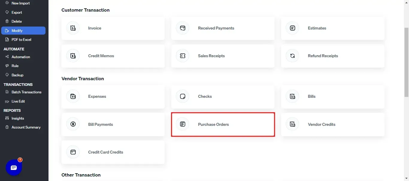 modify purchase orders