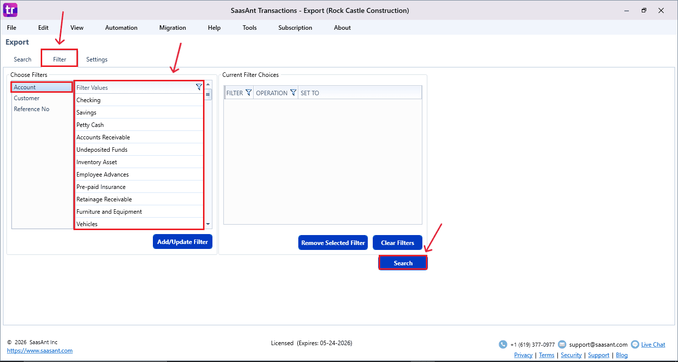 Sales Receipts - Filter Options.PNG