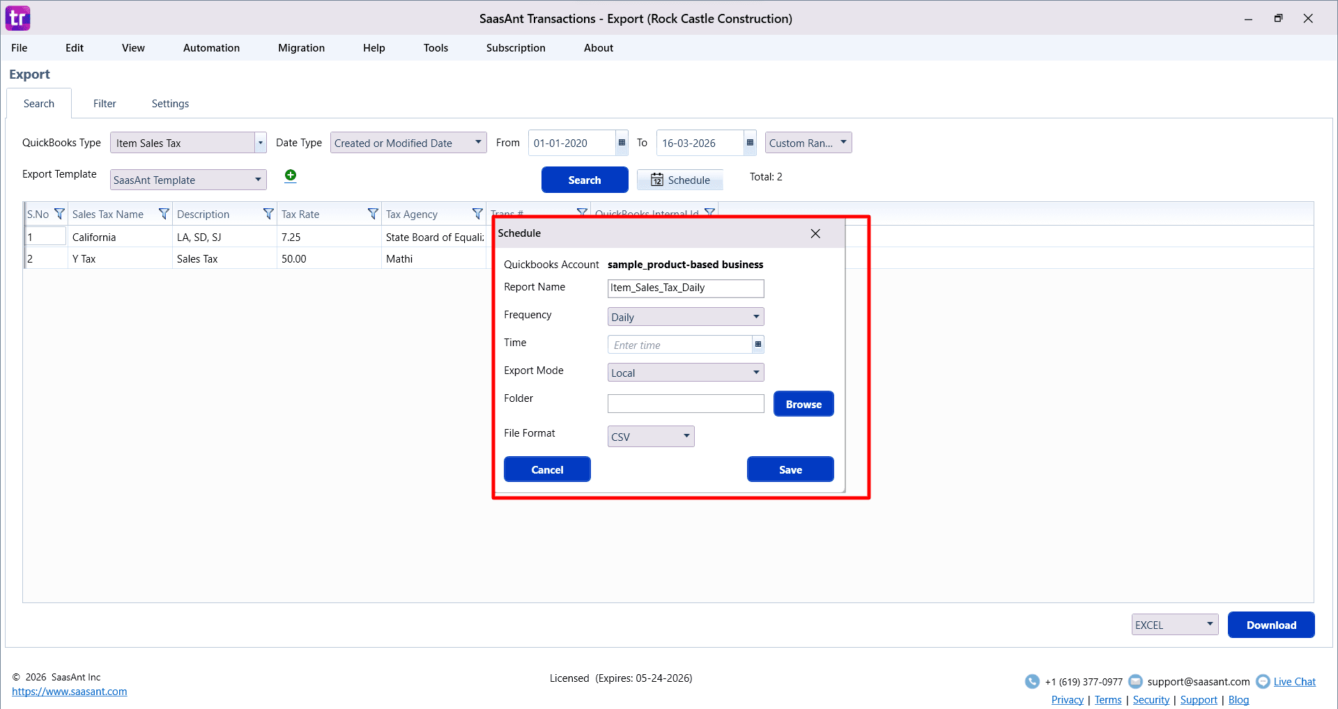 Automate Schedule Sales Tax Group - SaasAnt Transactions Desktop.png