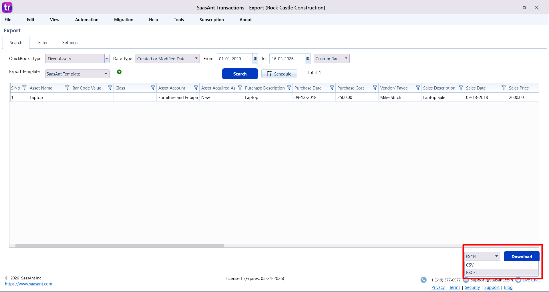 Download Fixed Assests either Excel or CSV.png