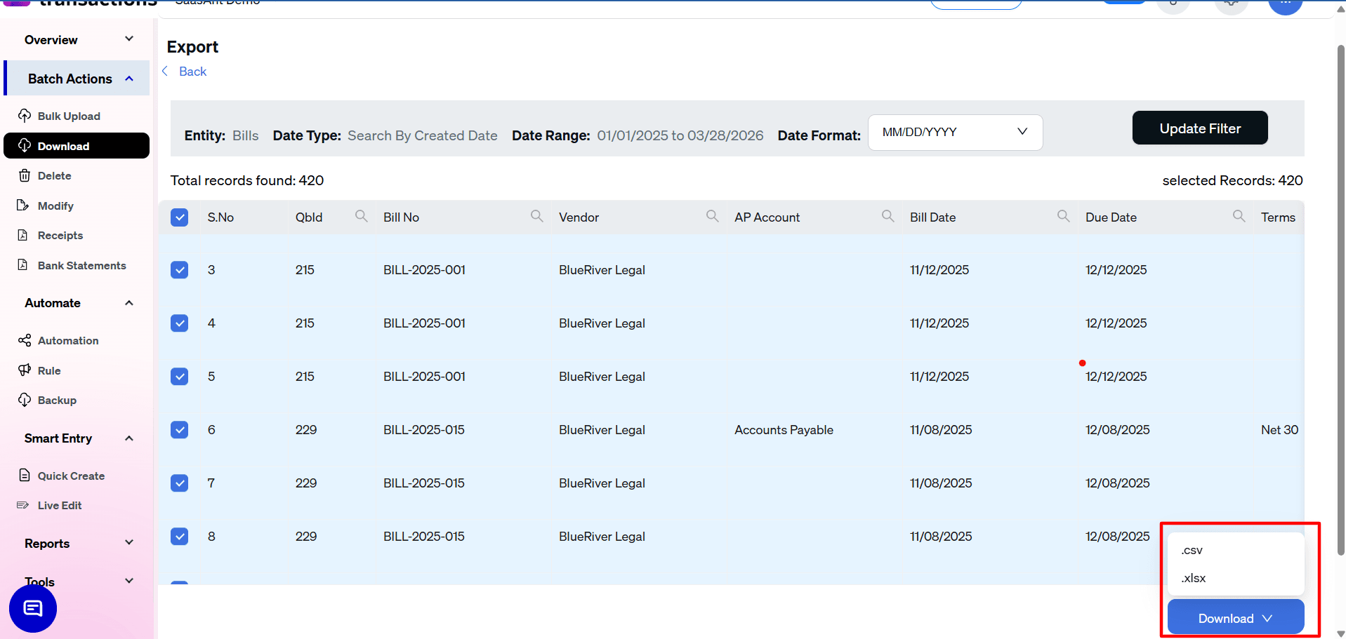 csv download - Edit Bills in QuickBooks.png