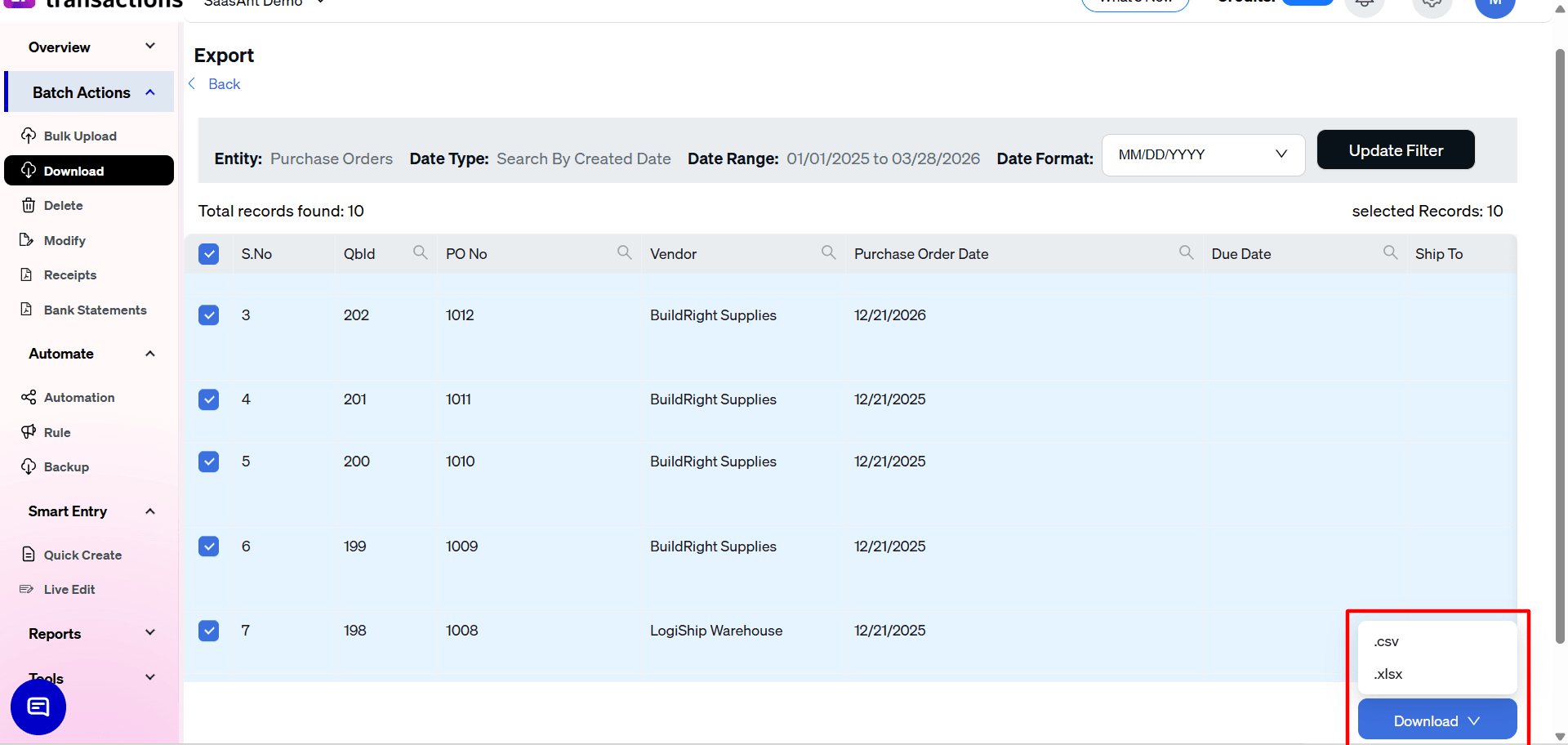 csv download - Edit purchase orders in QuickBooks.png