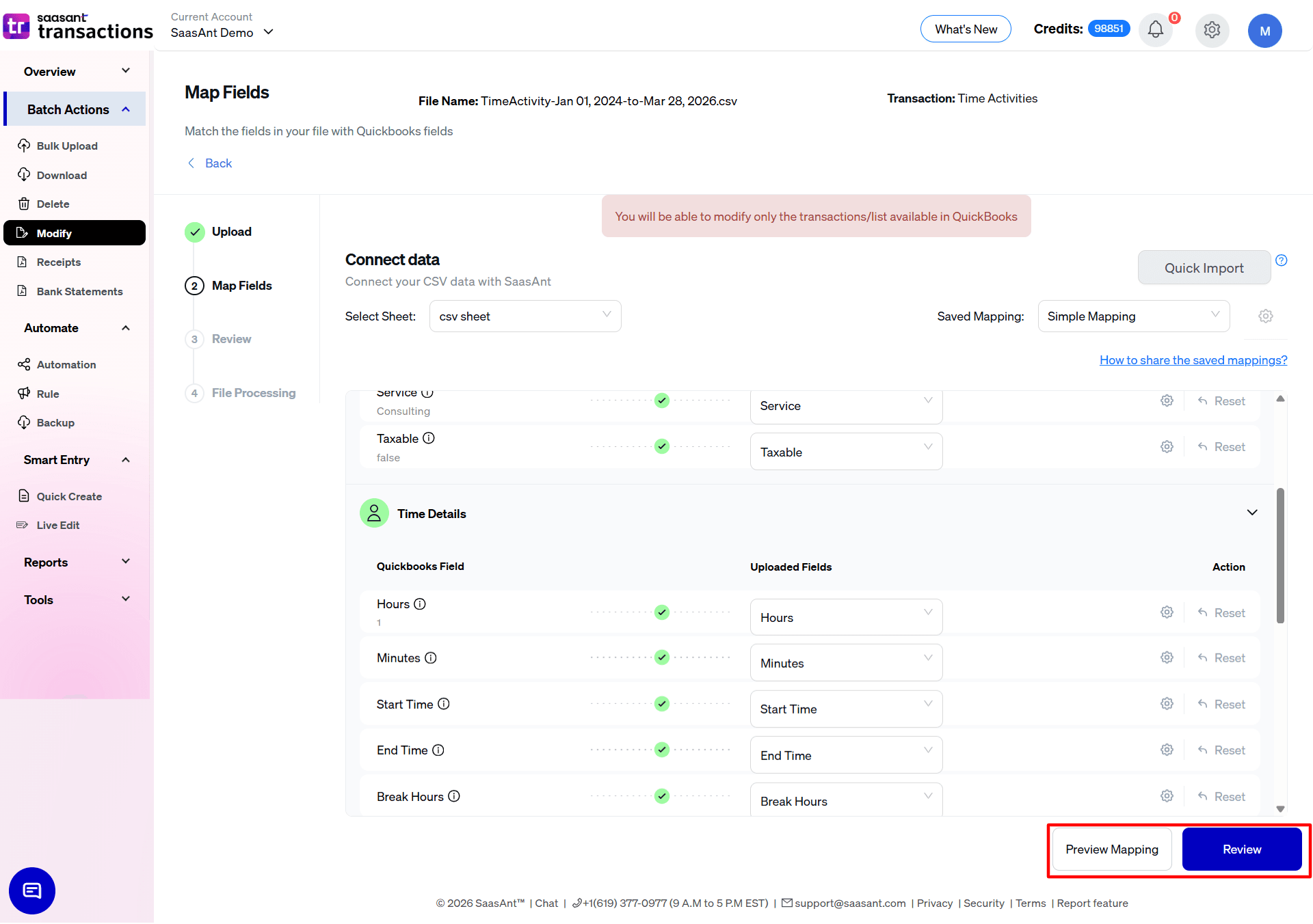 modify mapping - Edit time activities in QuickBooks.png