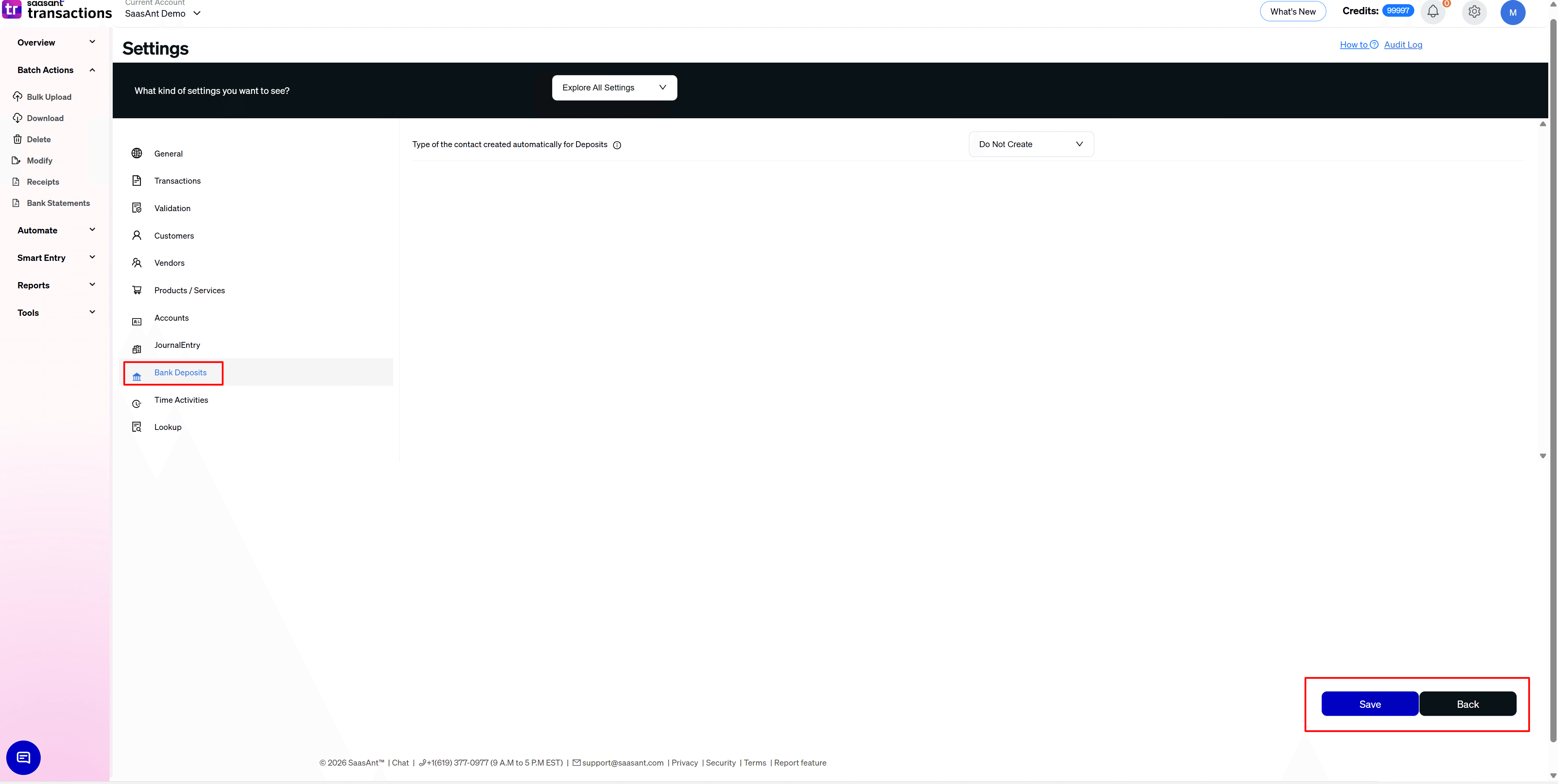 Bank Deposits Settings - SaasAnt Transactiosn Online.png