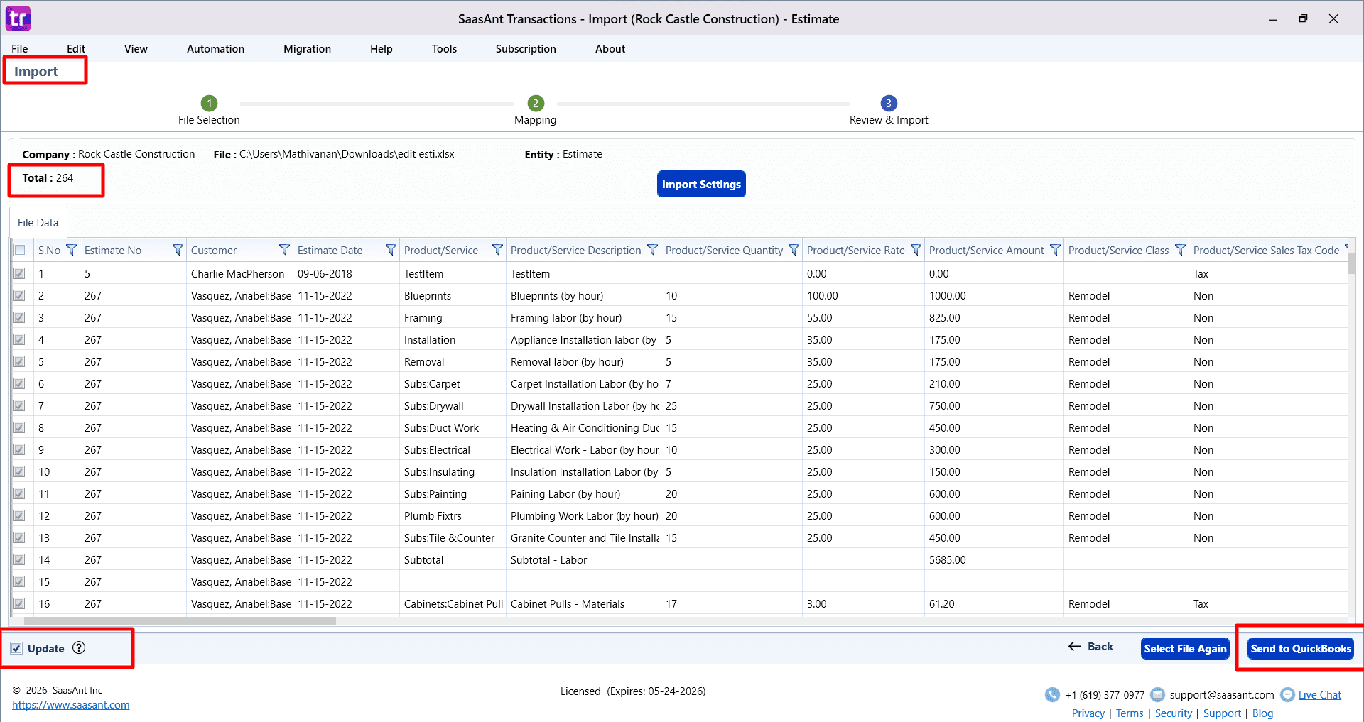 Update the Estimates into QuickBooks Desktop- SaasAnt Transactions Desktop.png