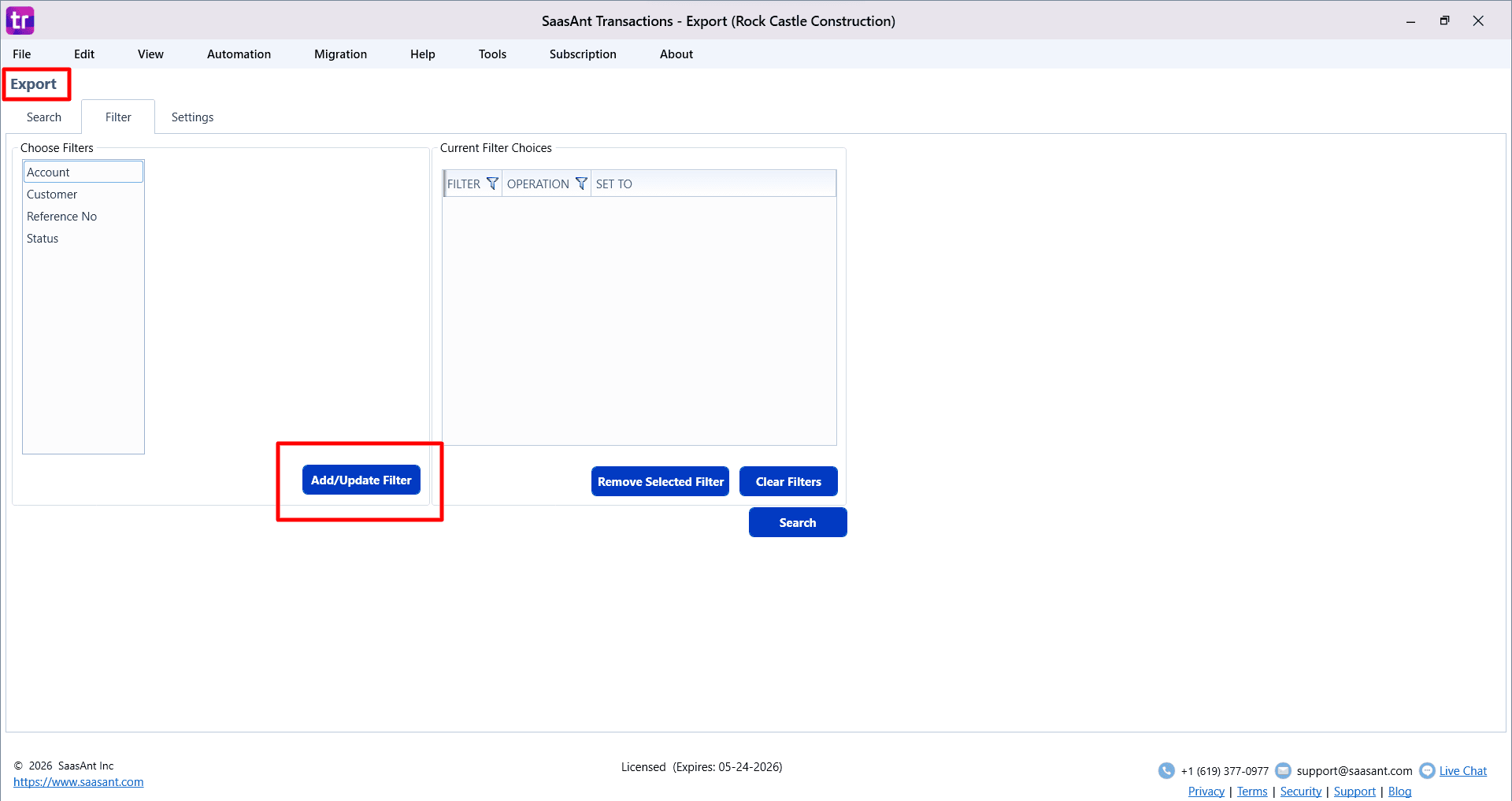 Filter for Invoices in SaasAnt Transactions Desktop.png