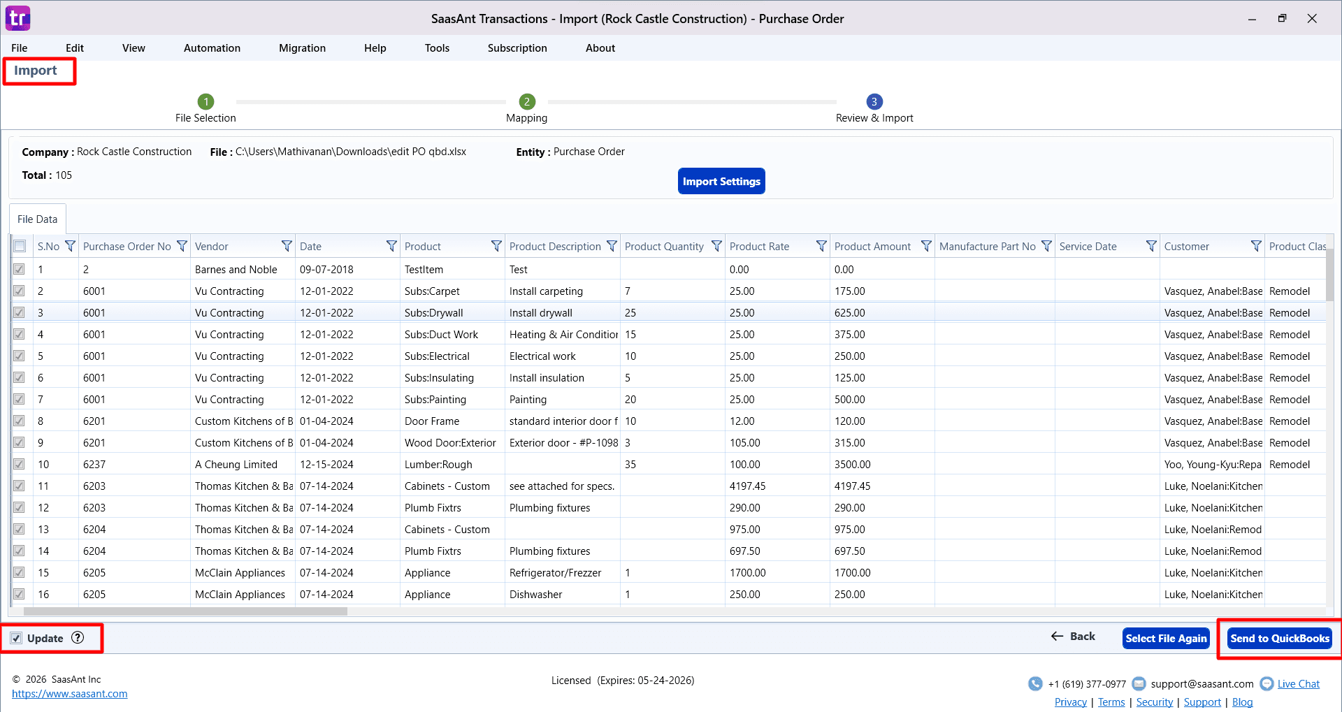 Update Purchase Orders in QuikcBooks Desktop - SaasAnt Transactions Desktop.png