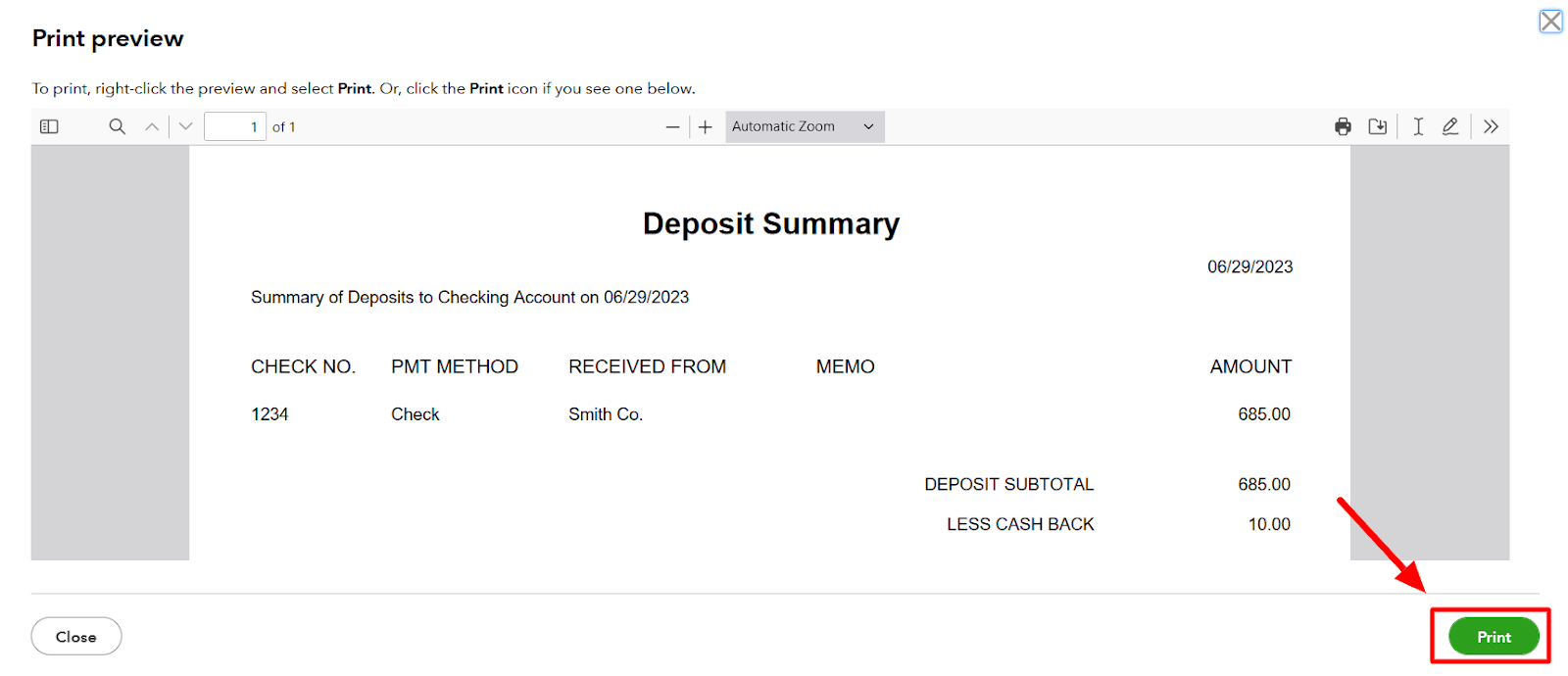 How to Print Deposit Slips in QuickBooks Online
