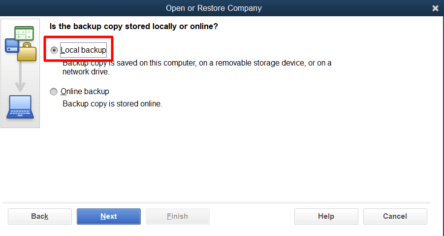 Select "Local Backup" and click "Next.