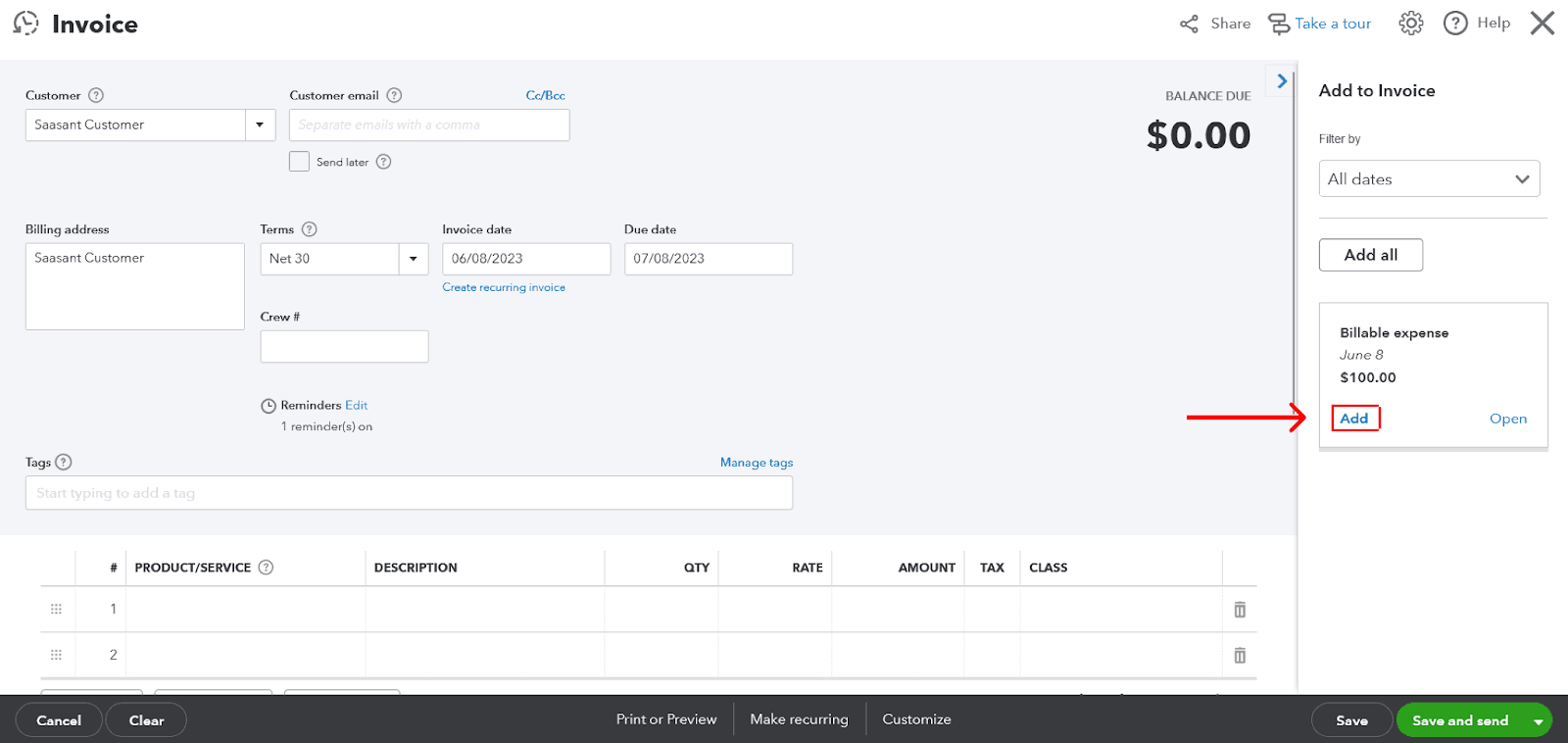 Invoice the Customer