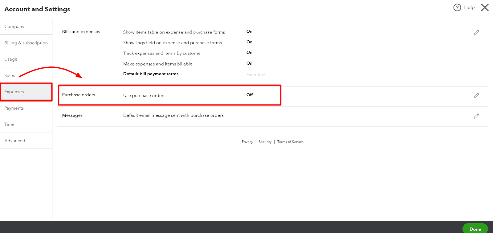 Navigate to the ‘Expenses’ tab