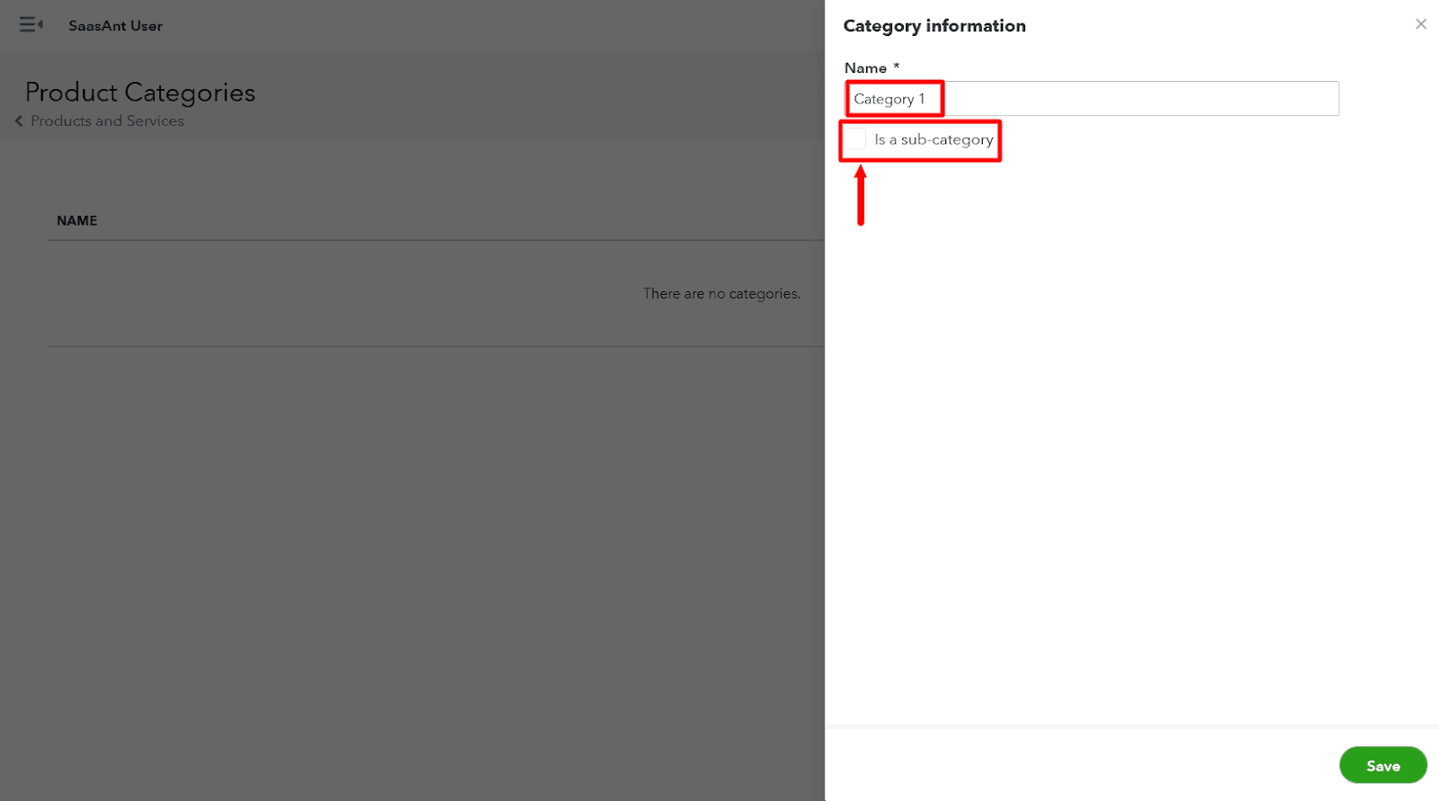 If you need to create a sub-category, select 'Is a sub-category' checkbox and select the main category.