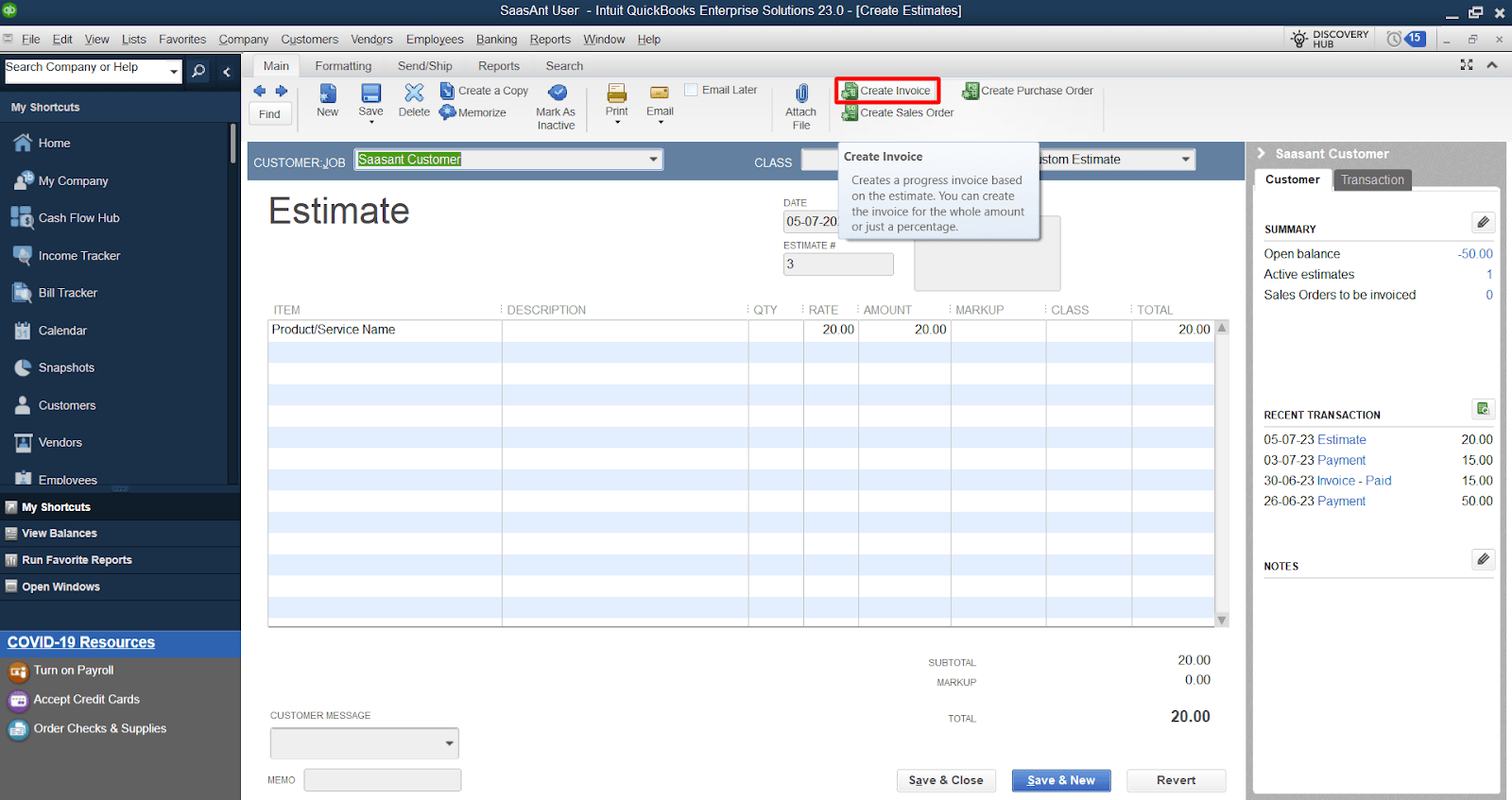 Choose Invoicing Option