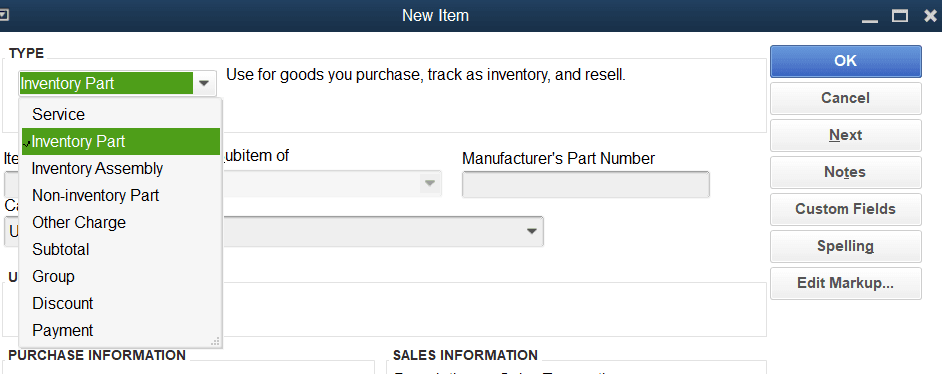 Specify the Item Type