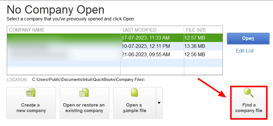 Click on ‘File’ from the menu and open the company file