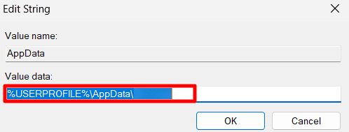 Change the Original value with Local Profile Path.