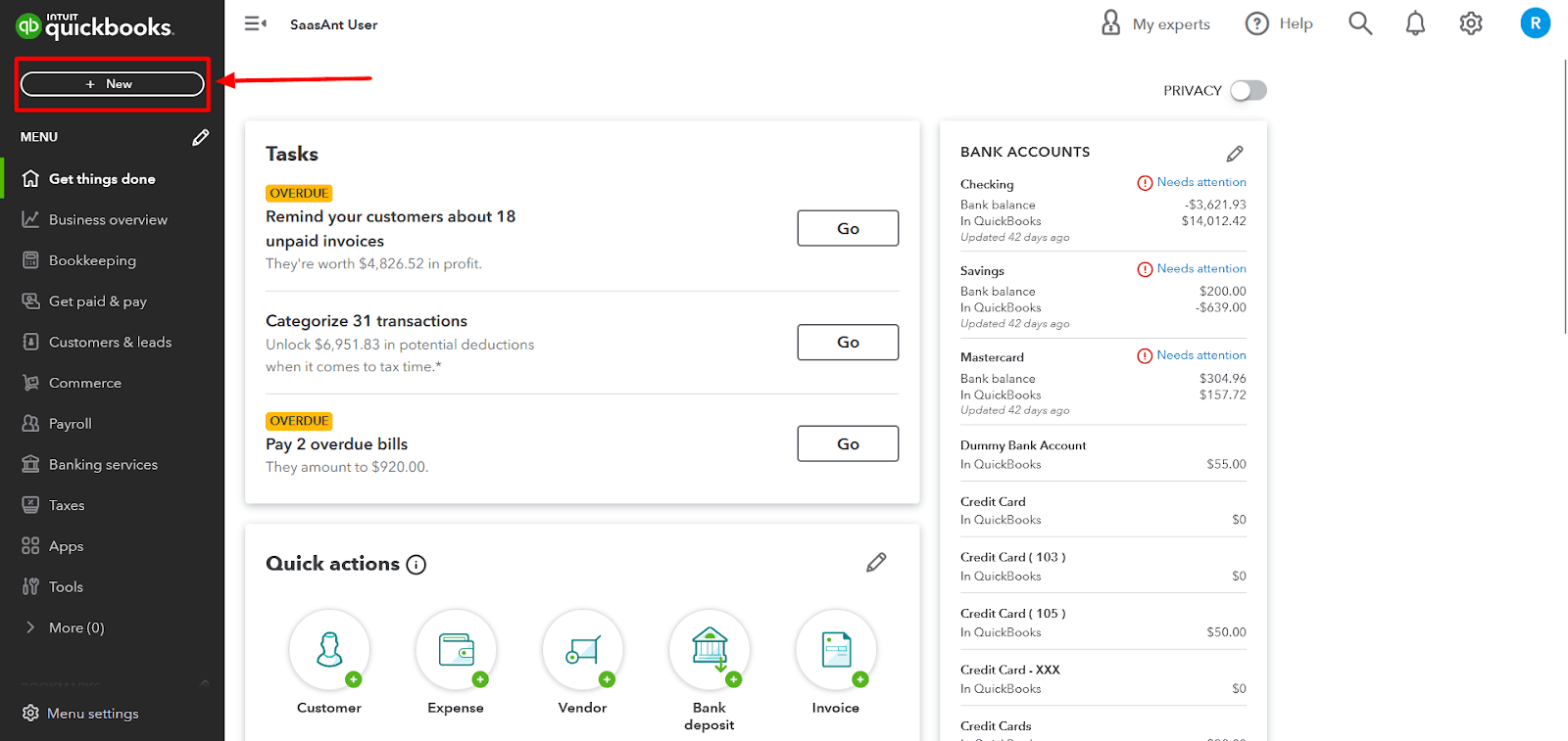 Access the Create New Transaction Menu