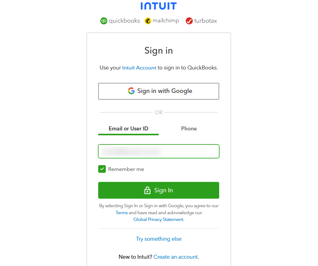 Sign in to QuickBooks Online