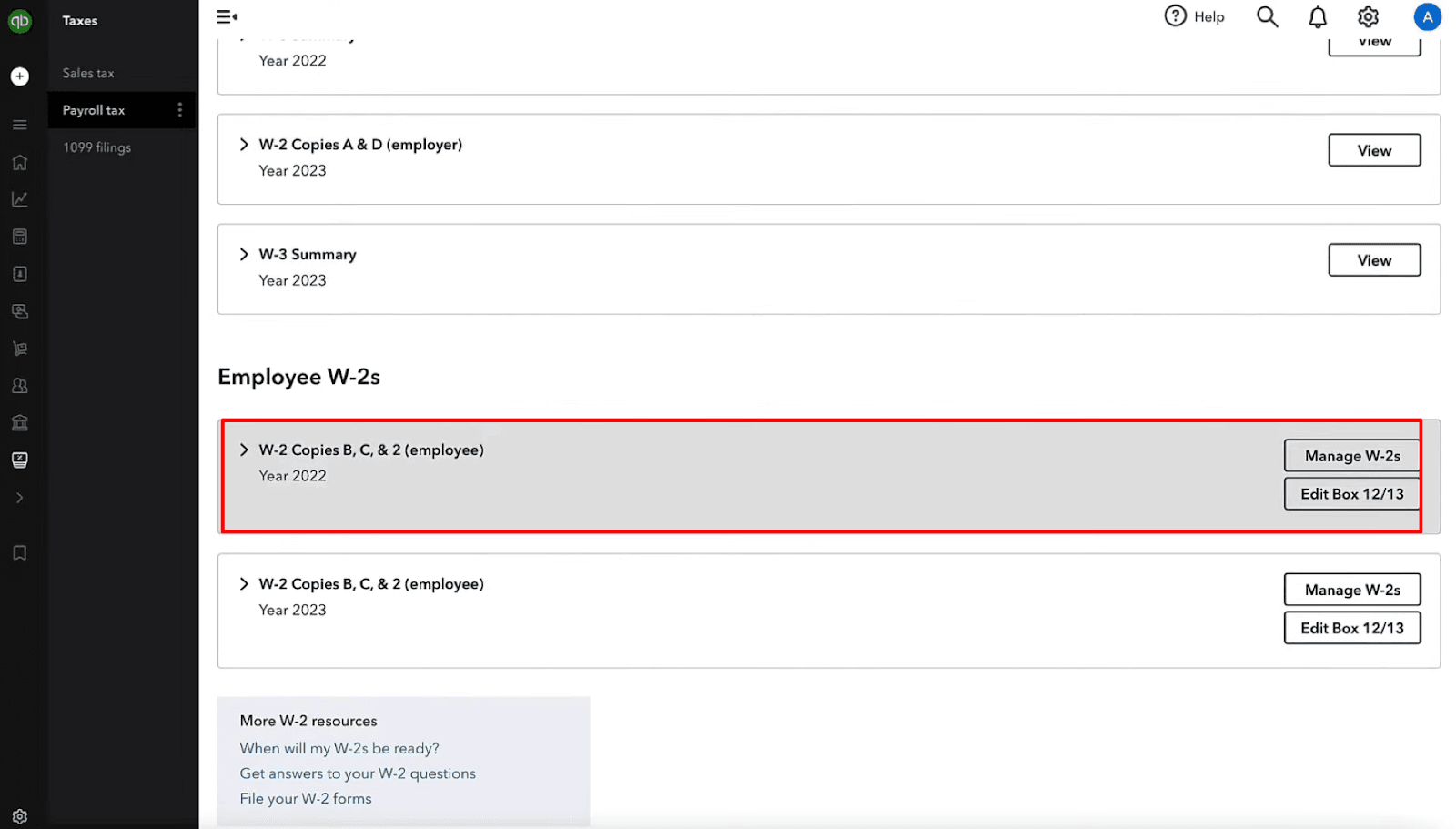 Under the ‘W-2s’ section below the ‘Employee W-2s’, click ‘W-2, Copies B, C & 2 (employee).’